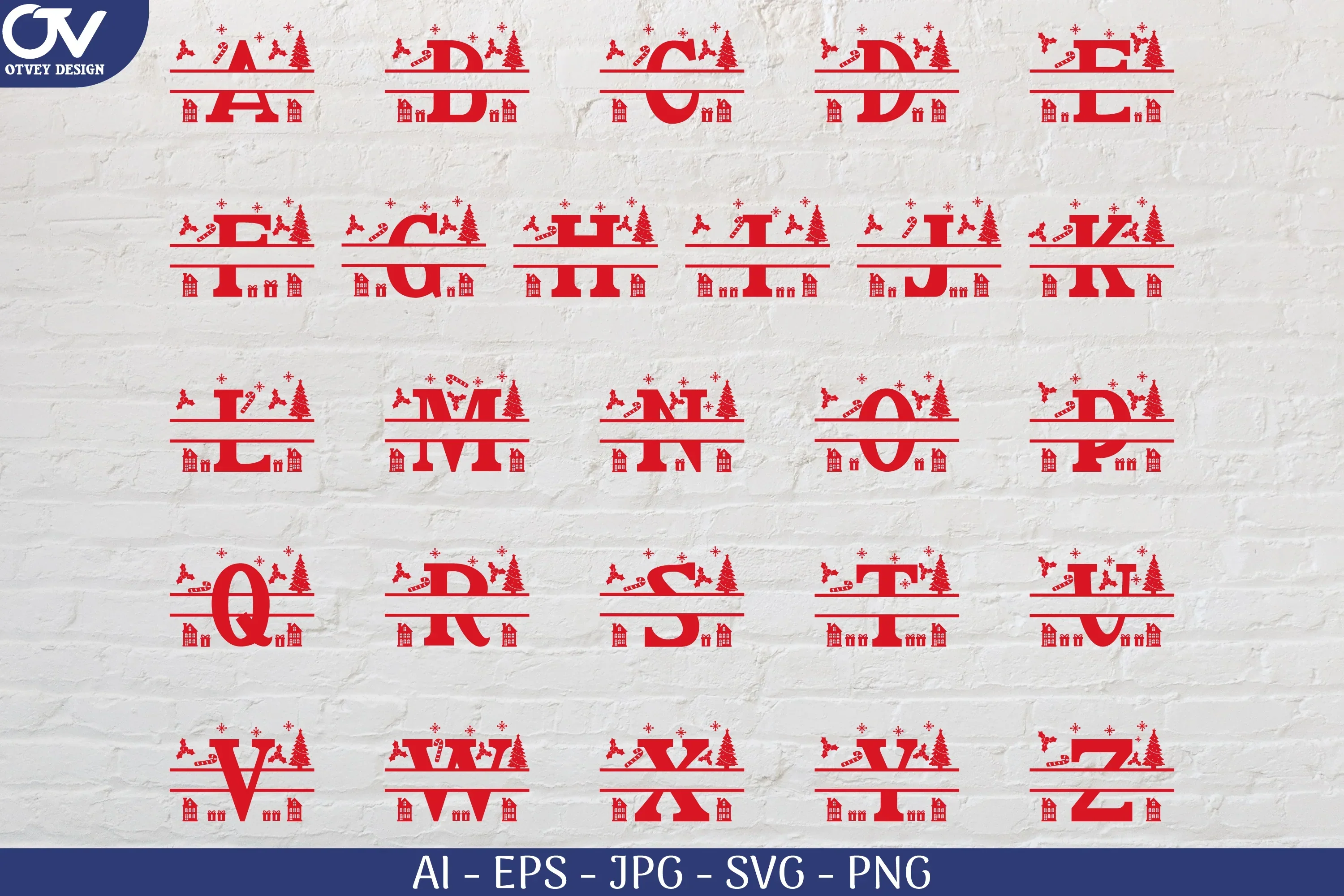 Christmas Split Alphabet SVG Bundle - Image 2