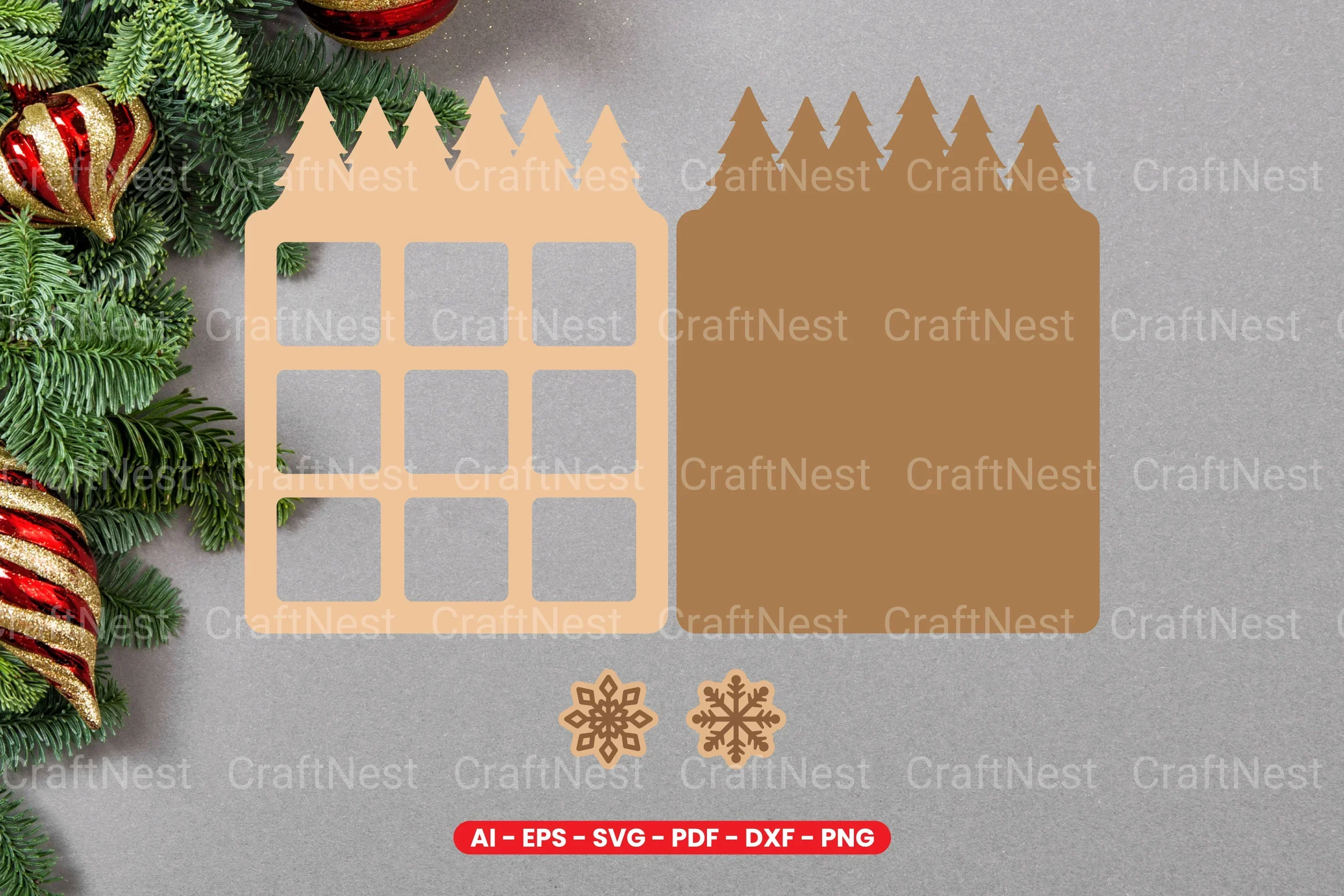 Christmas Tic Tac Toe Lasercut SVG Bundle - Image 2