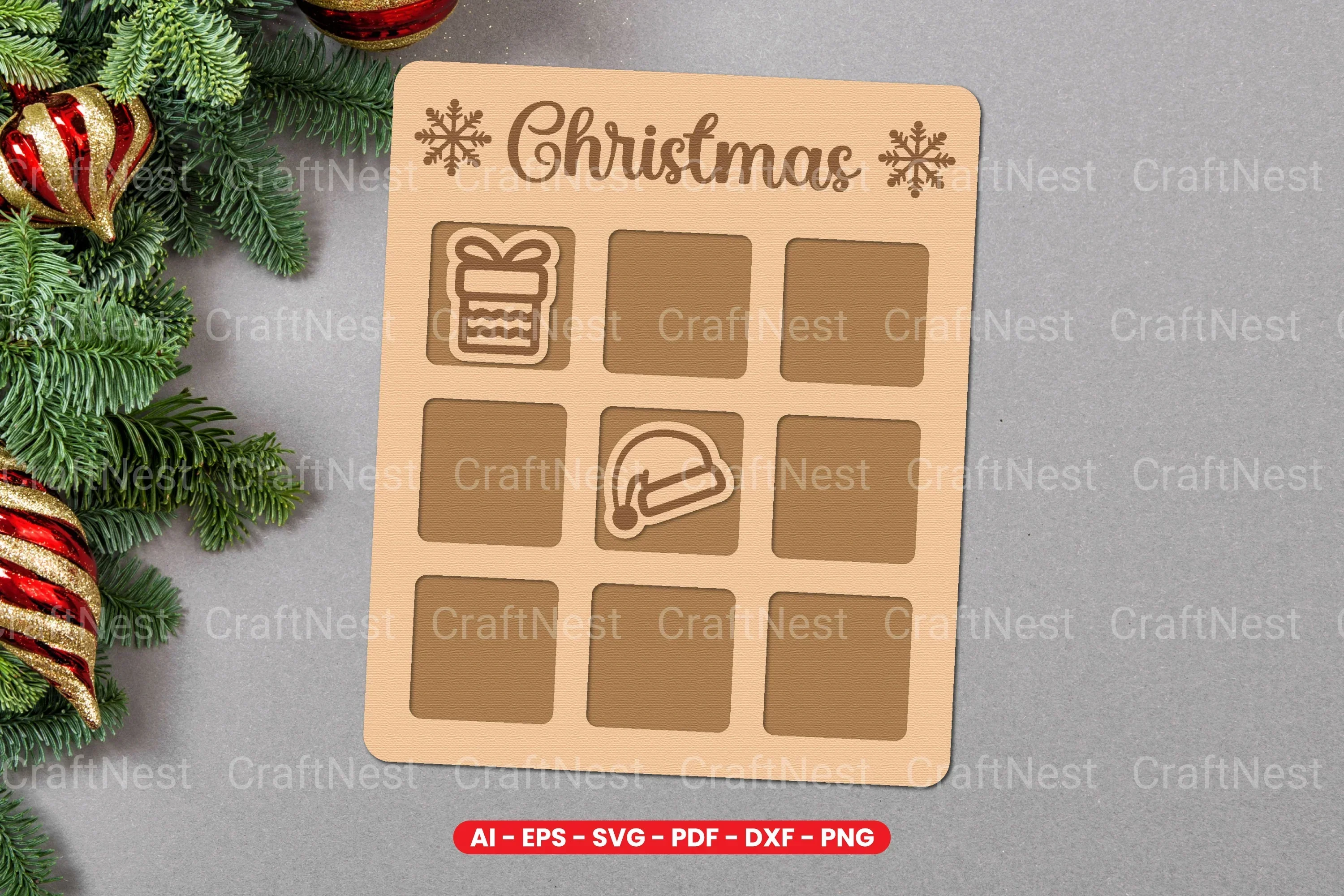 Christmas Tic Tac Toe Lasercut SVG Bundle