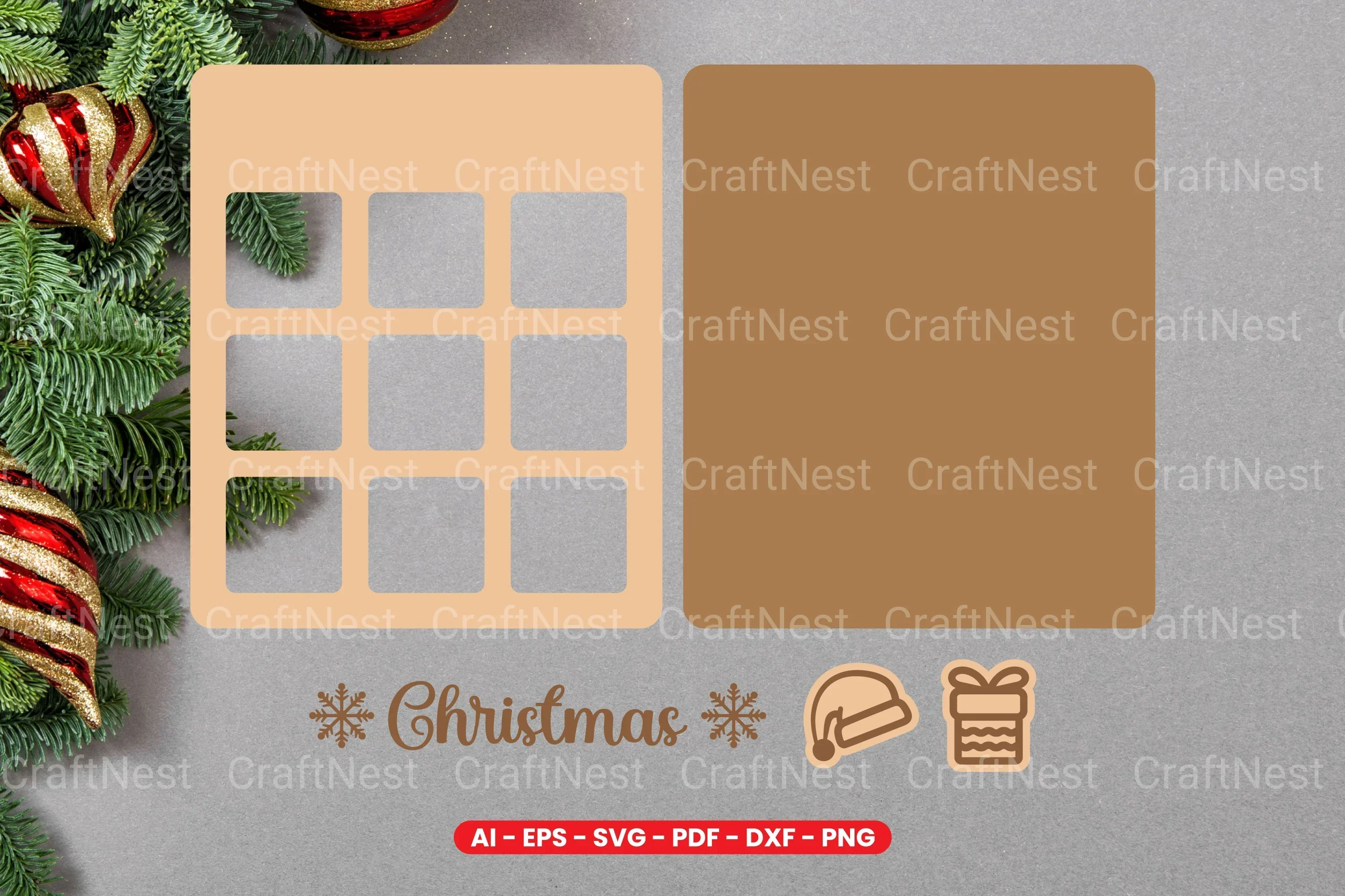 Christmas Tic Tac Toe Lasercut SVG Bundle - Image 2