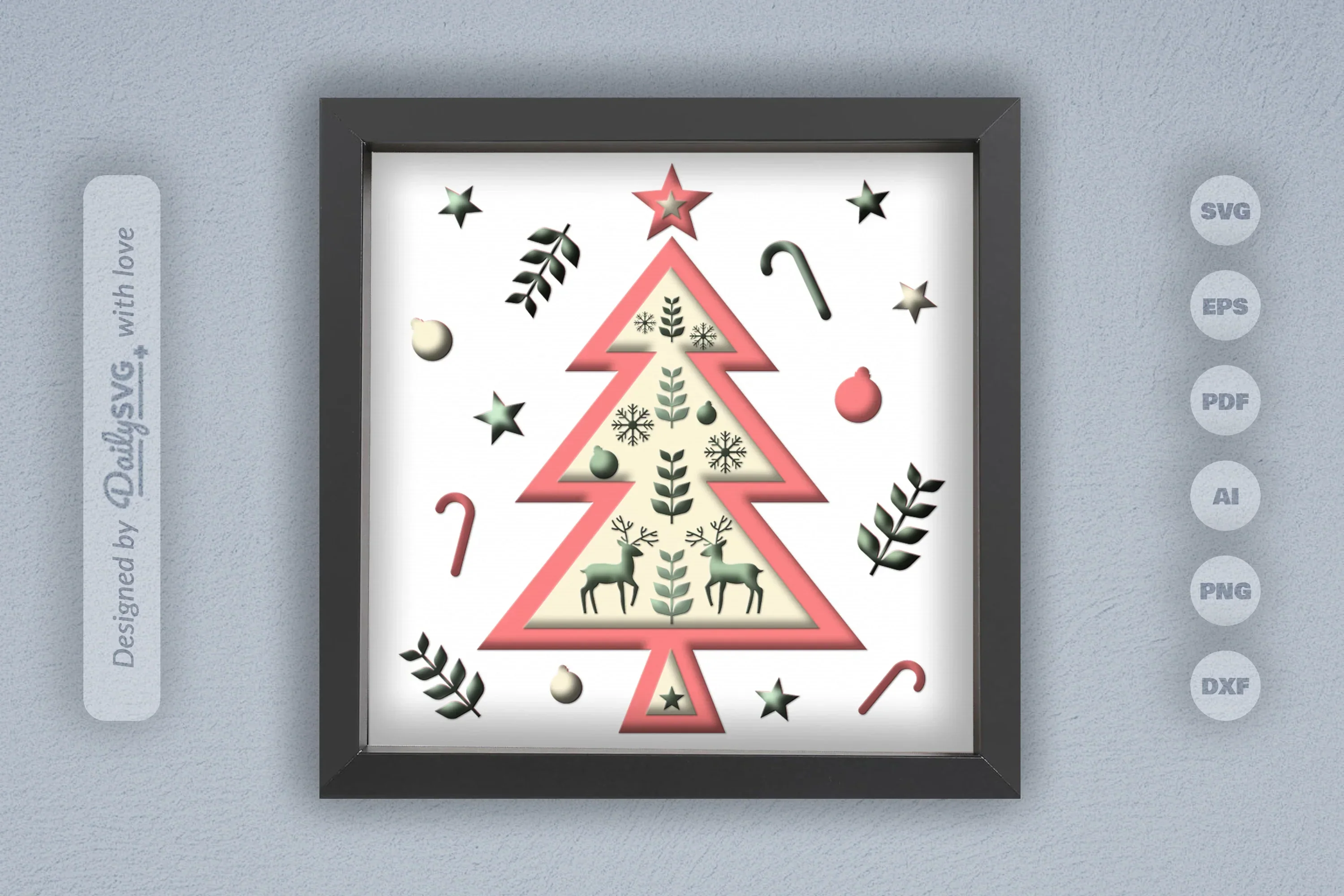 Christmas Tree Folk Art Papercut SVG Bundle