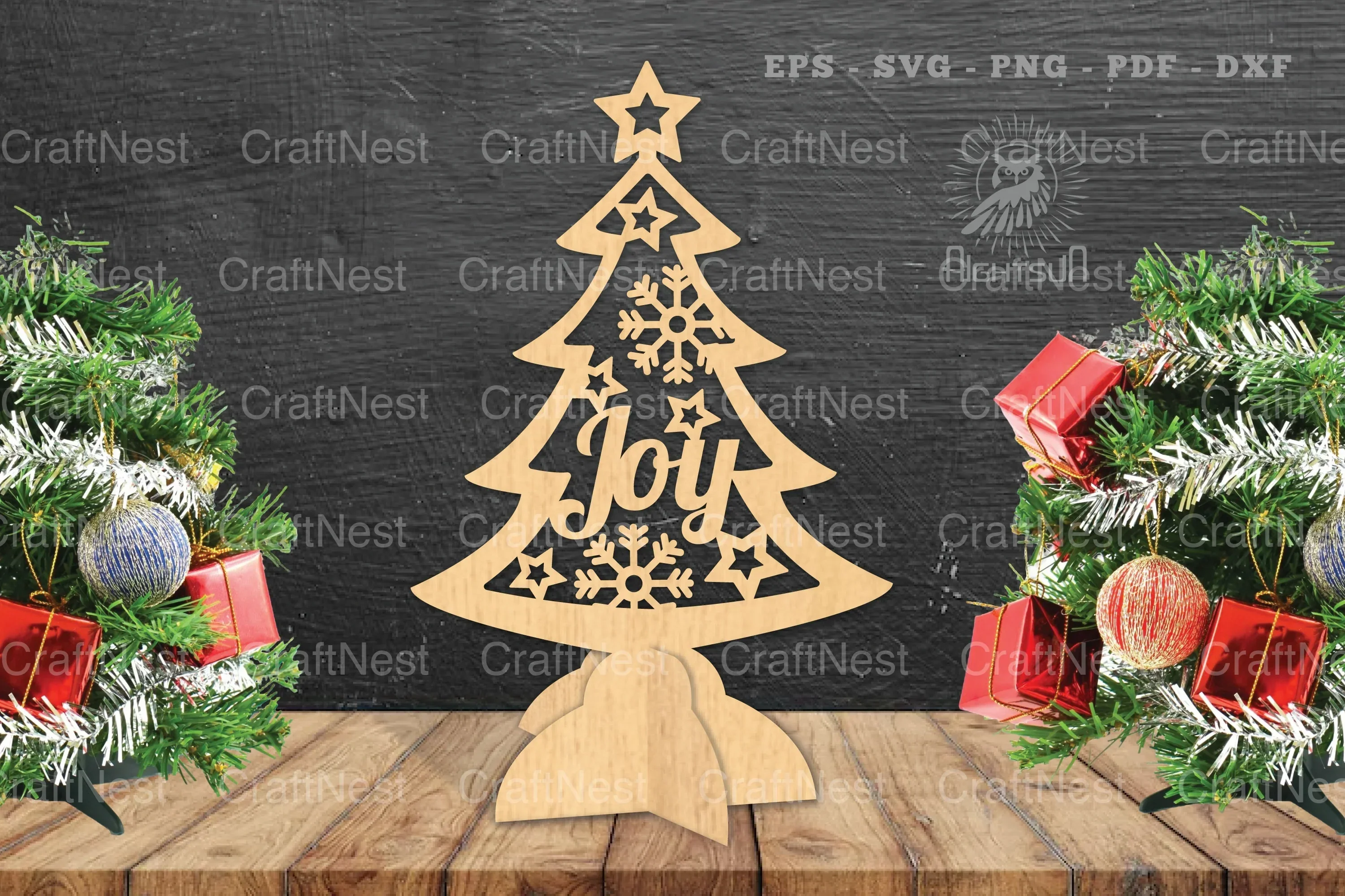 Christmas Tree Laser Cut Decoration Clipart Bundle