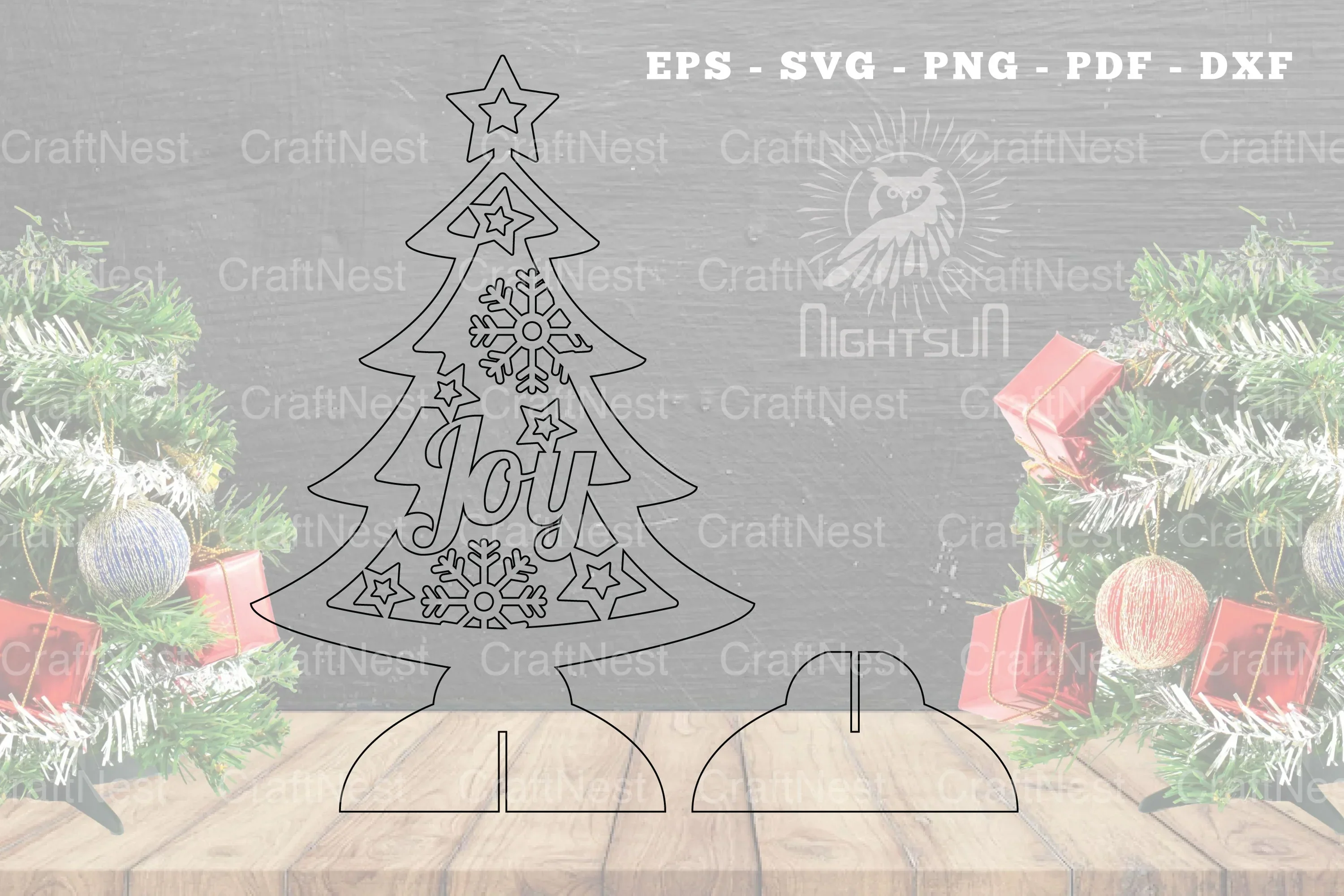Christmas Tree Laser Cut Decoration Clipart Bundle - Image 2