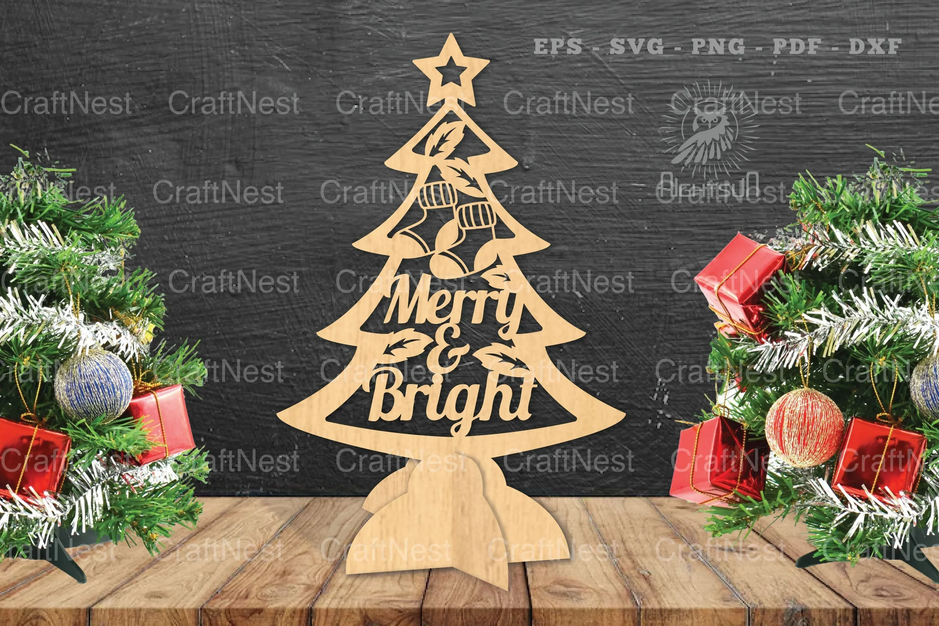 Christmas Tree Laser Cut Decoration Clipart Bundle