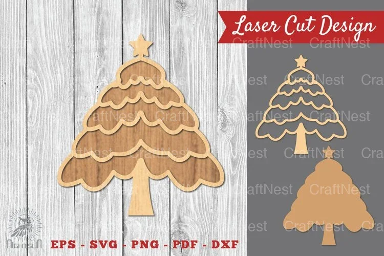 Christmas Tree Laser Cut Decoration Clipart Bundle