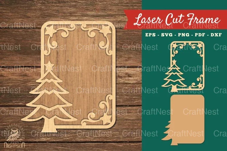 Christmas Tree Laser Cut Frame Clipart Bundle