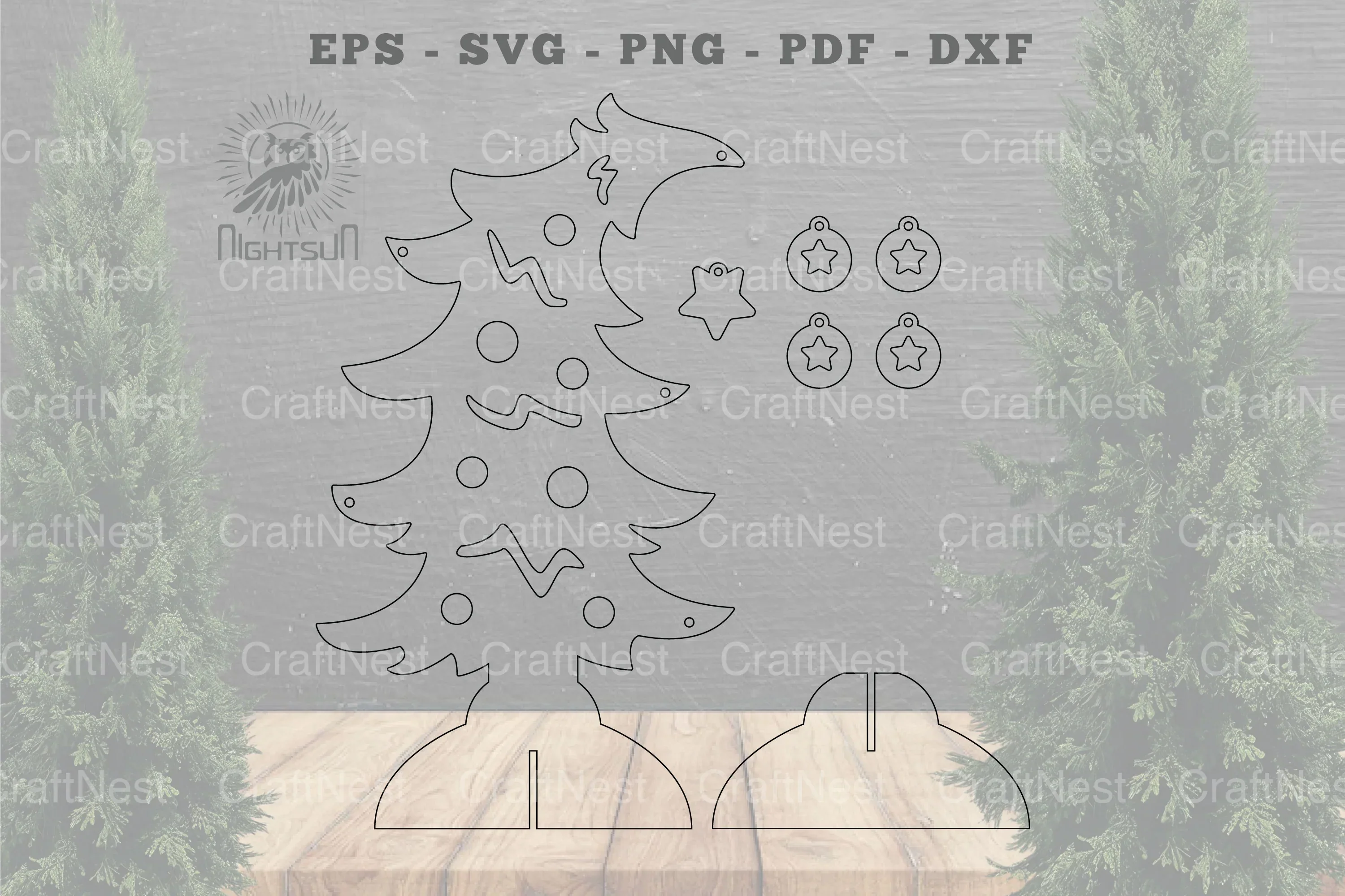 Christmas Tree Laser Cut Home Decor Clipart Bundle - Image 2