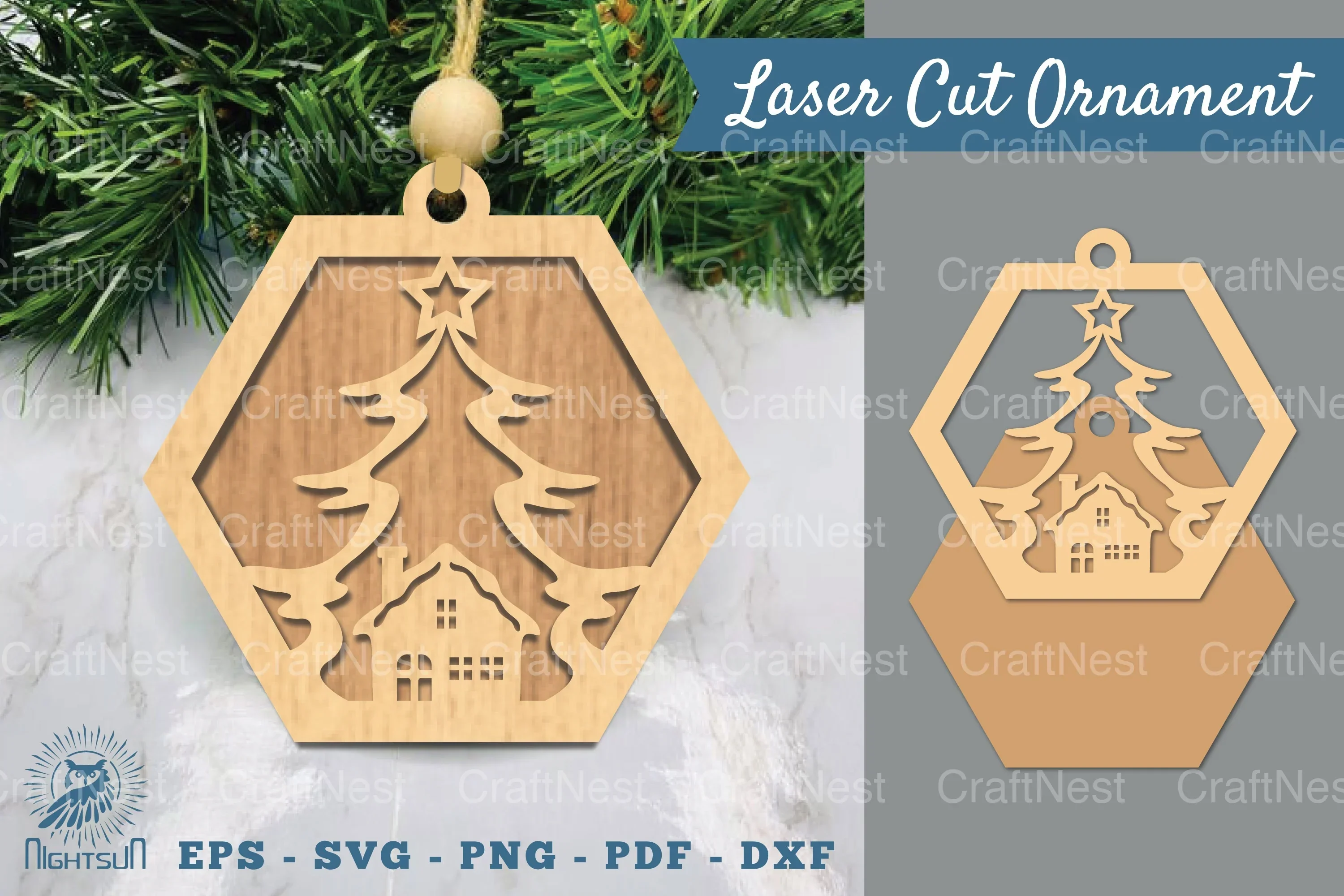 Christmas Tree Laser Cut Ornament SVG Bundle
