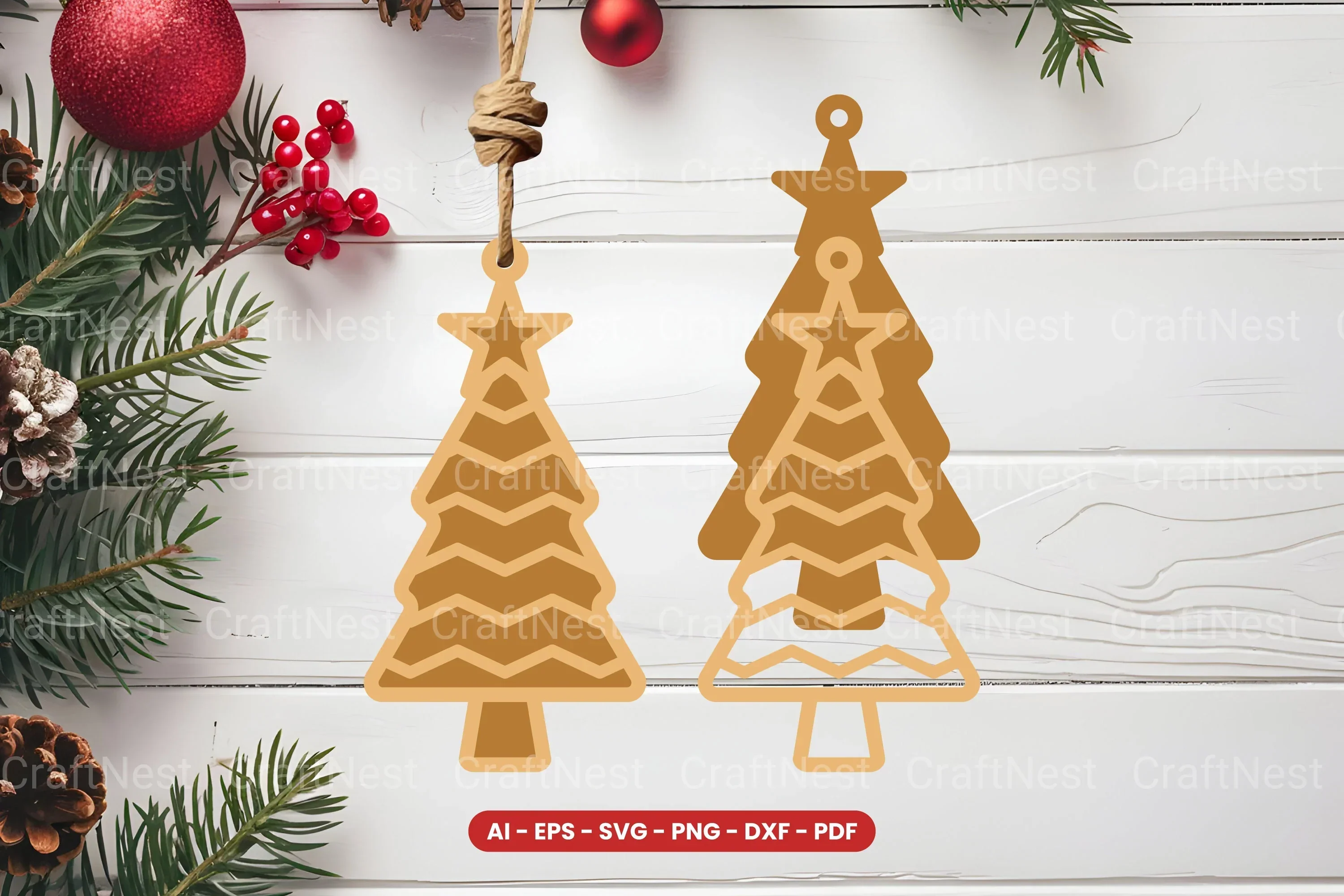 Christmas Tree Ornament Laser Cut SVG Bundle