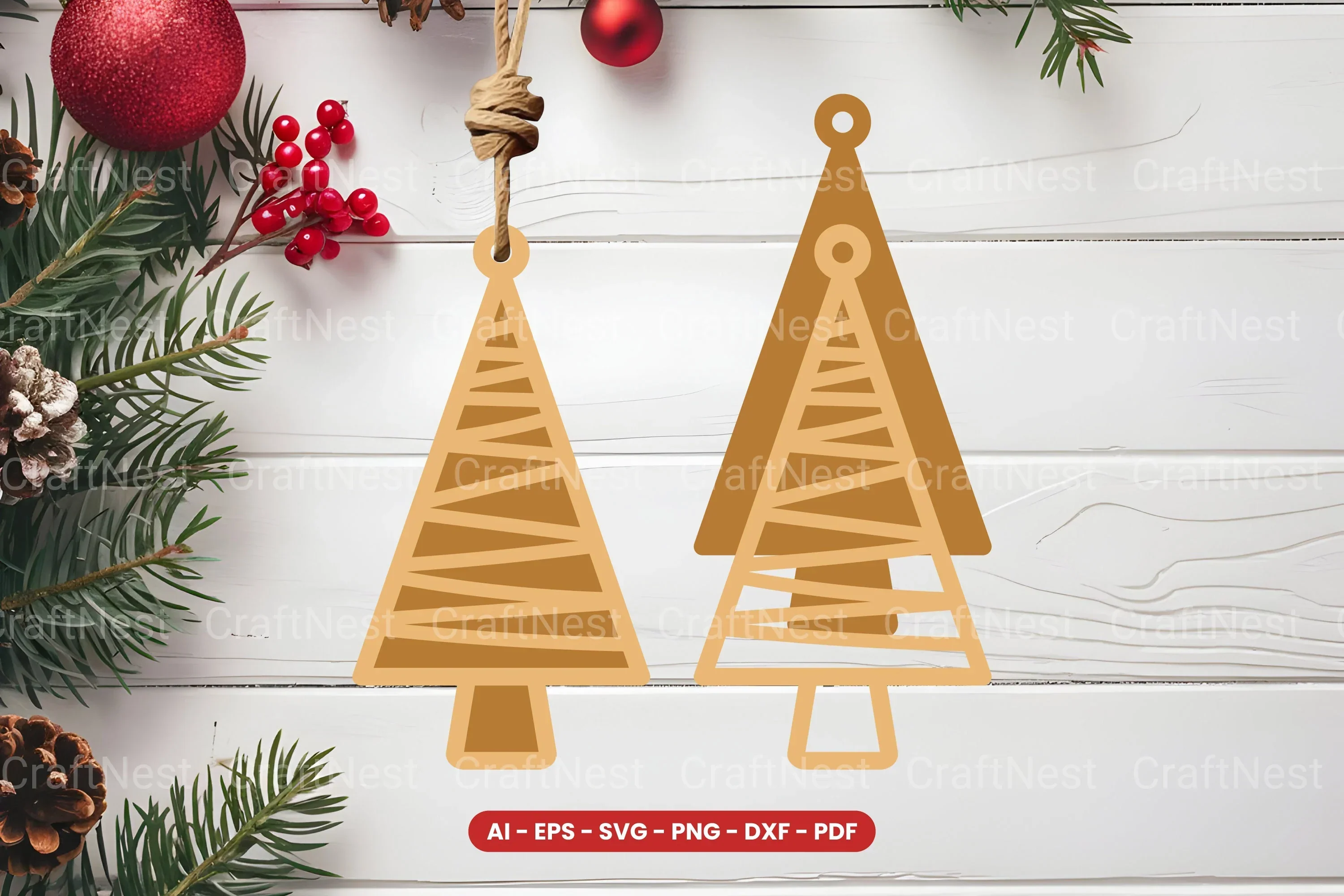 Christmas Tree Ornament Laser Cut SVG Bundle