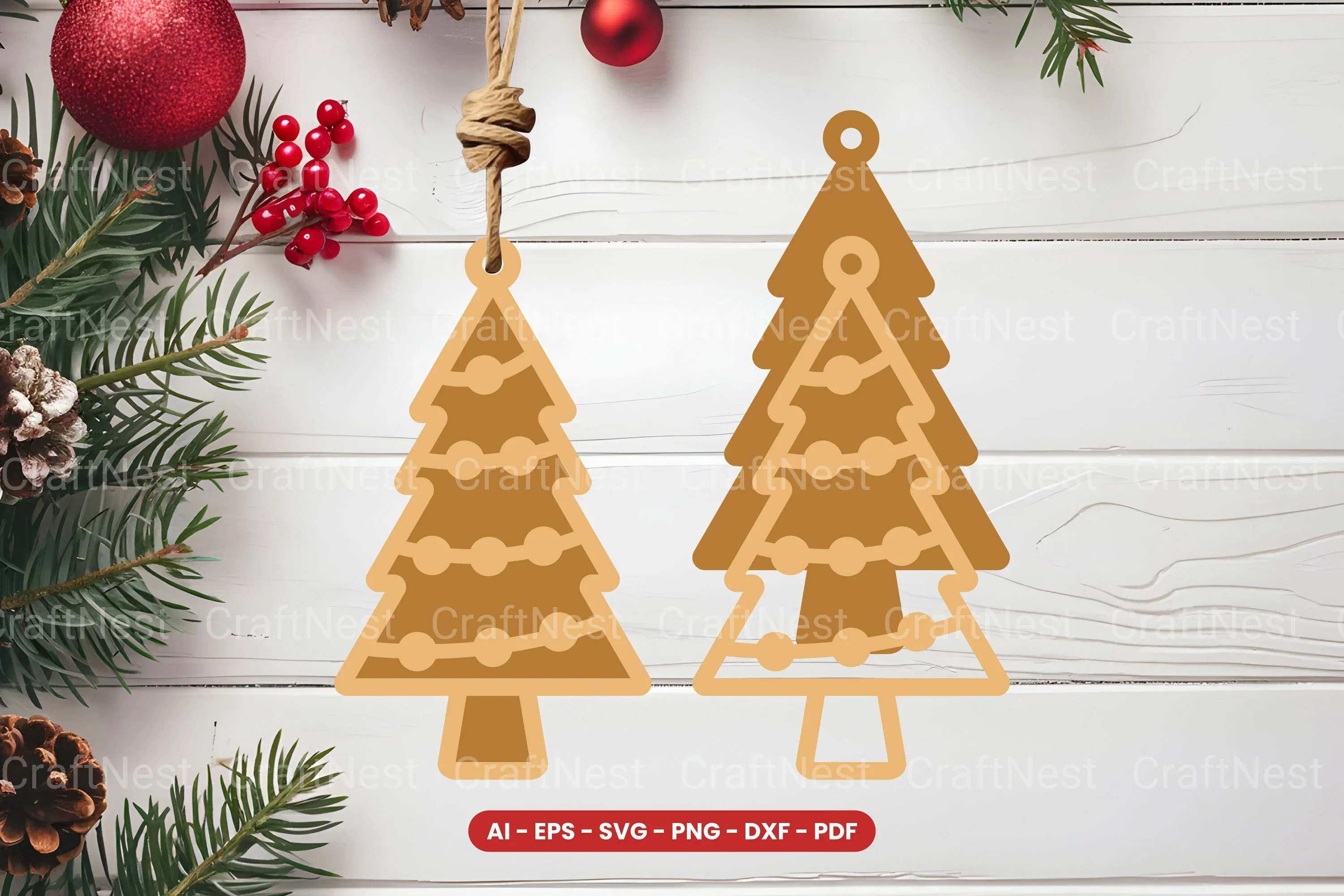 Christmas Tree Ornament Laser Cut SVG Bundle