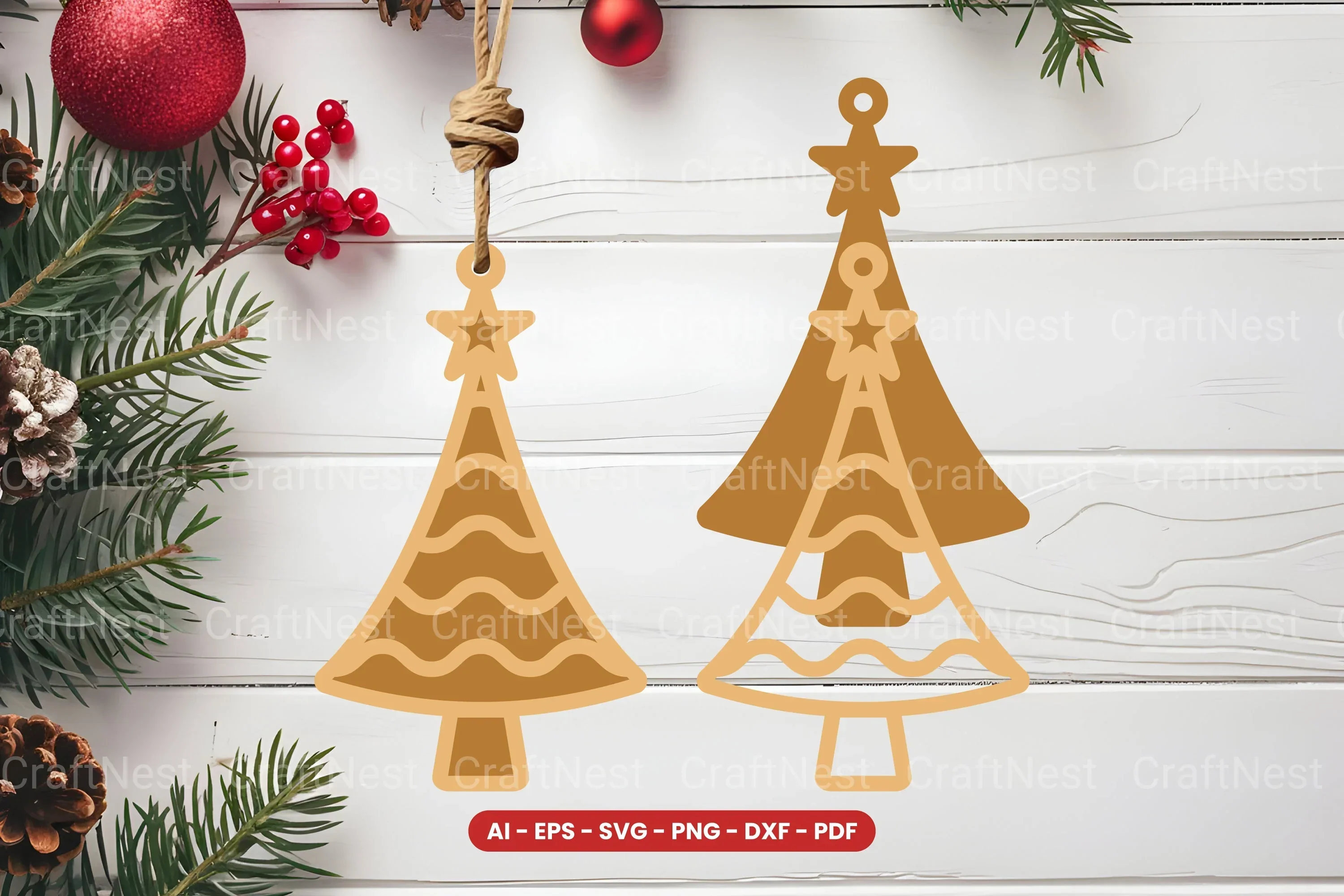 Christmas Tree Ornament Laser Cut SVG Bundle