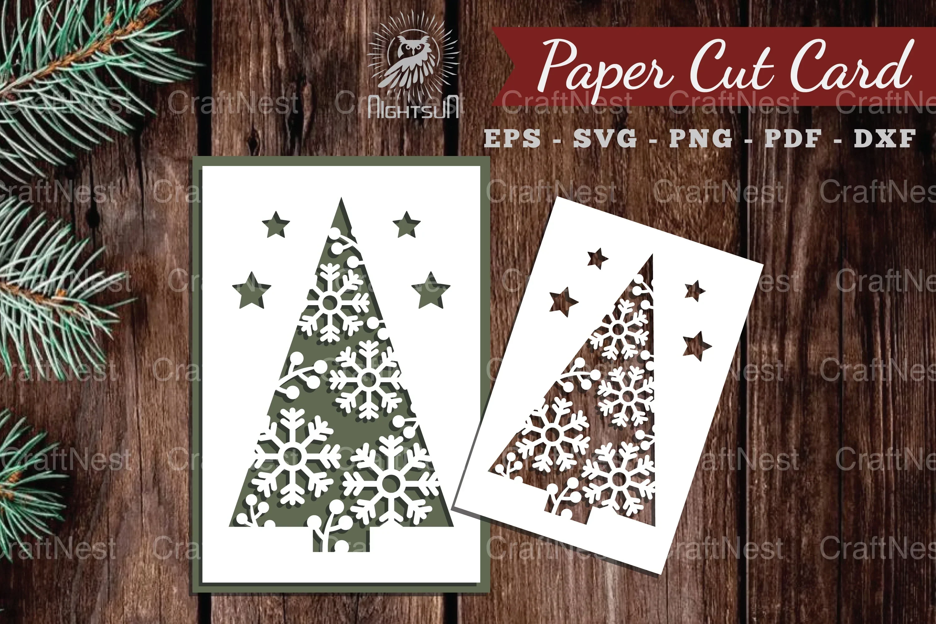 Christmas Tree Paper Cut Card SVG Bundle
