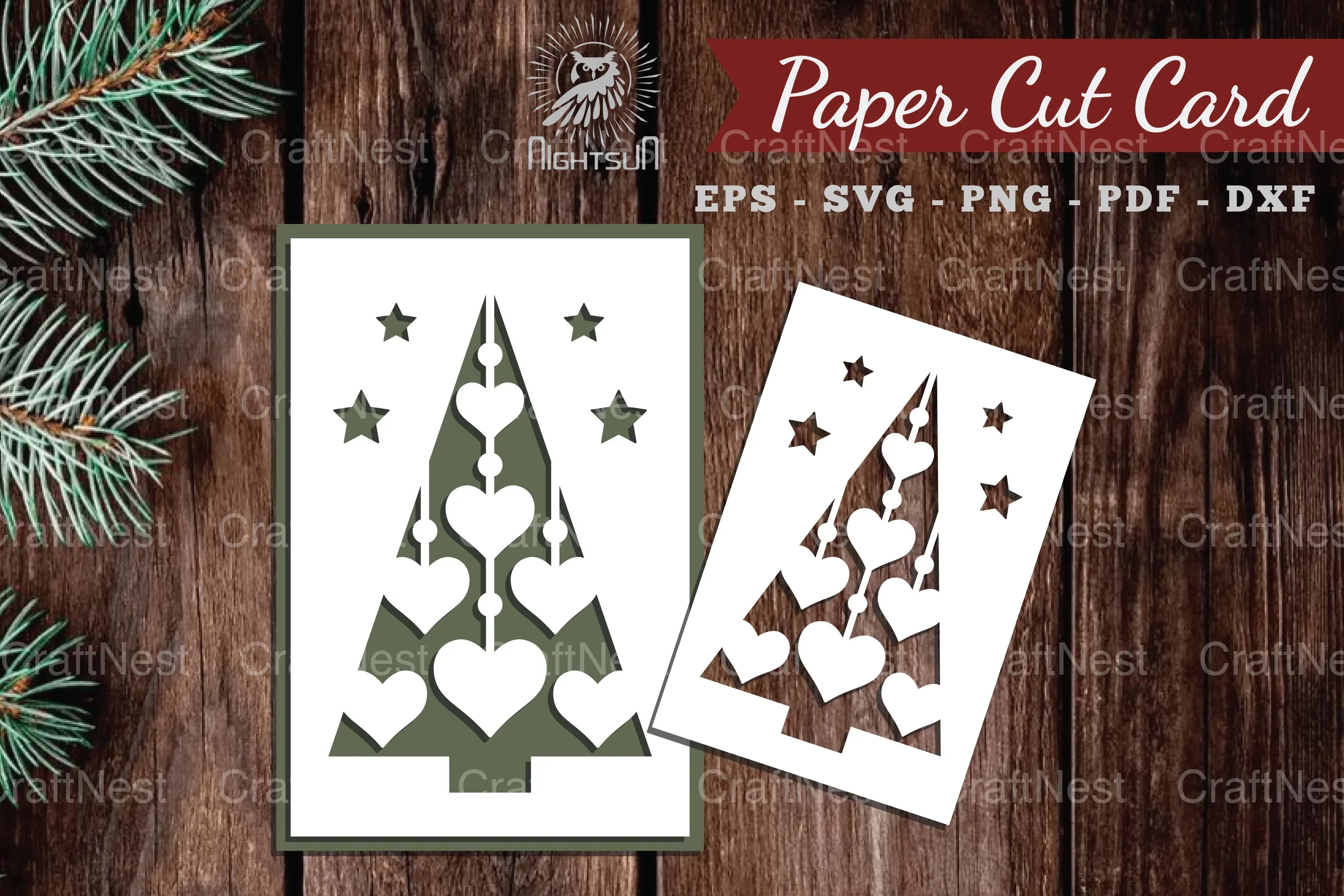Christmas Tree Paper Cut Card SVG Bundle