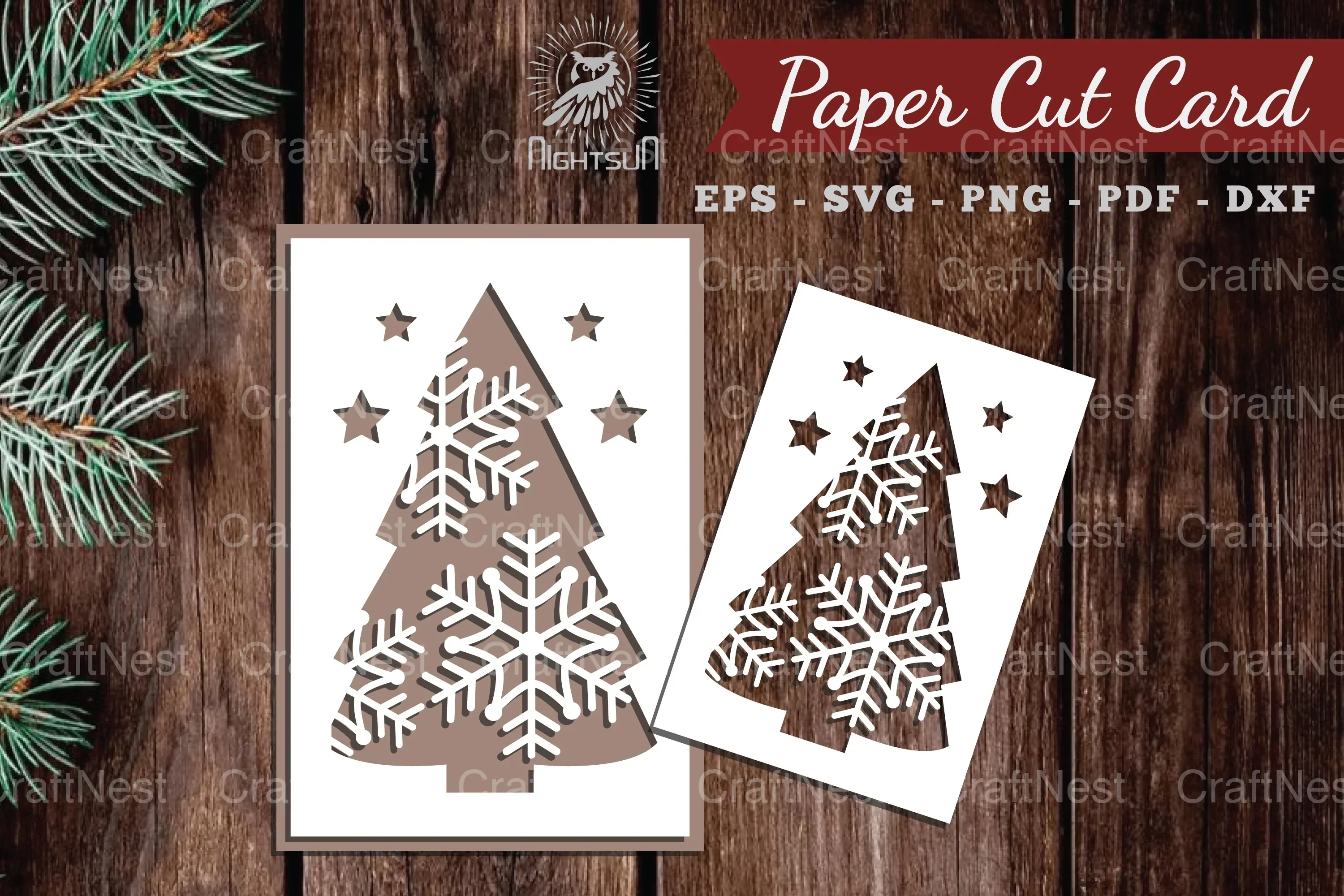 Christmas Tree Paper Cut Card SVG Bundle