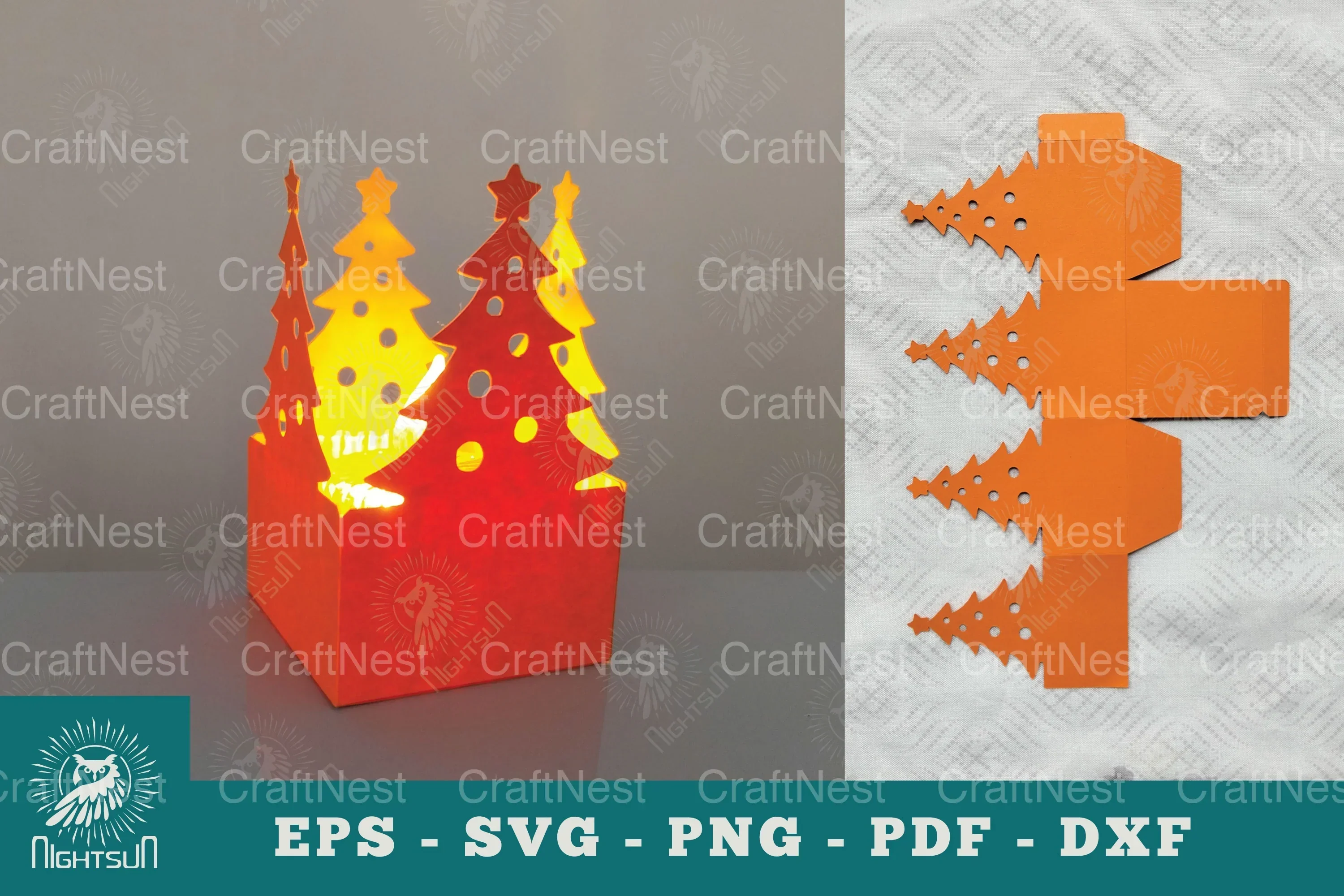 Christmas Tree Papercut Lantern SVG Bundle