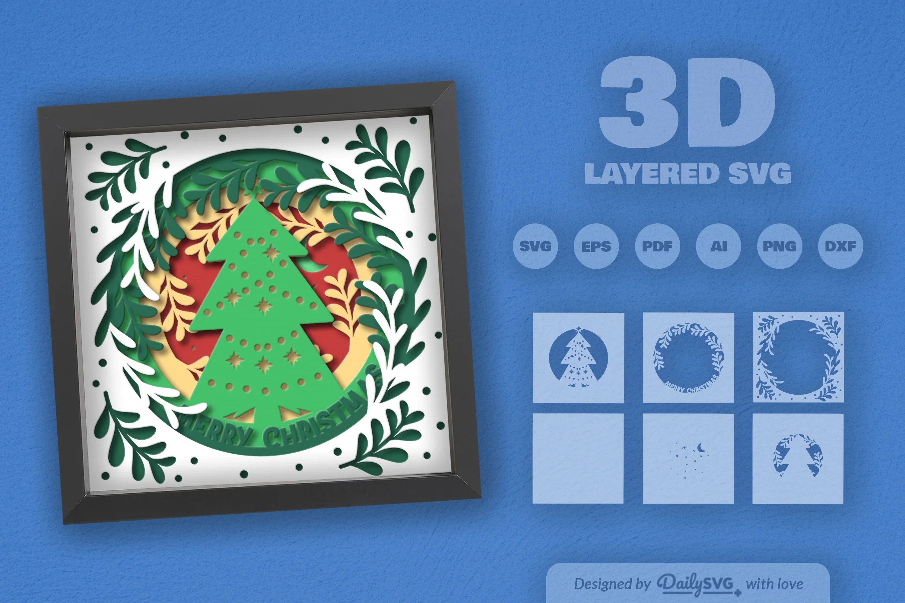 Christmas Tree Papercut Shadow Box SVG Bundle - Image 2