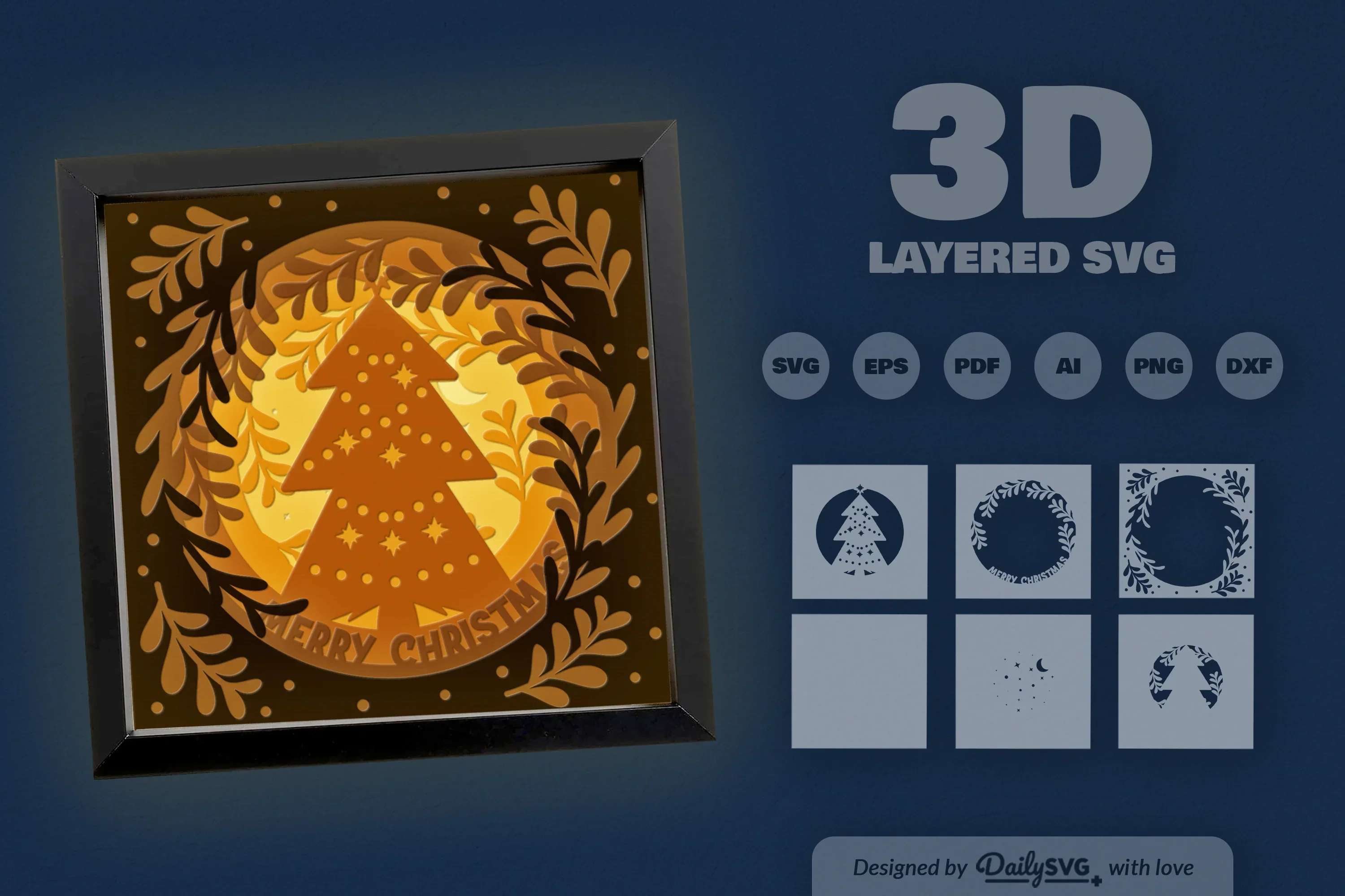 Christmas Tree Papercut Shadow Box SVG Bundle - Image 3