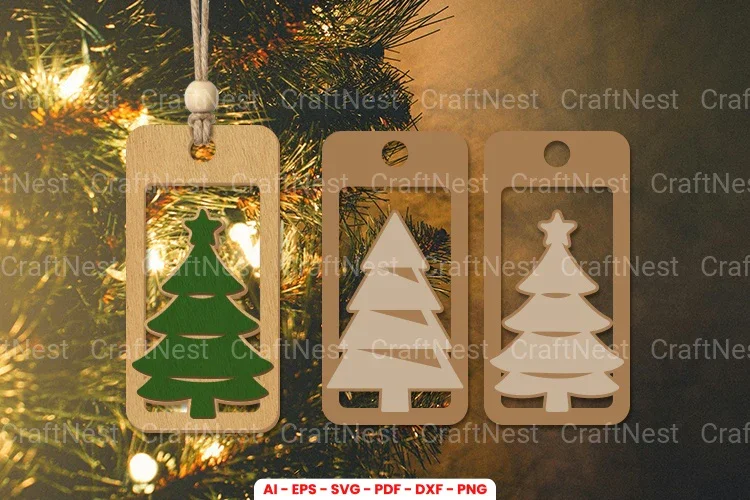 Christmas Tree Tag Laser Cut SVG Bundle