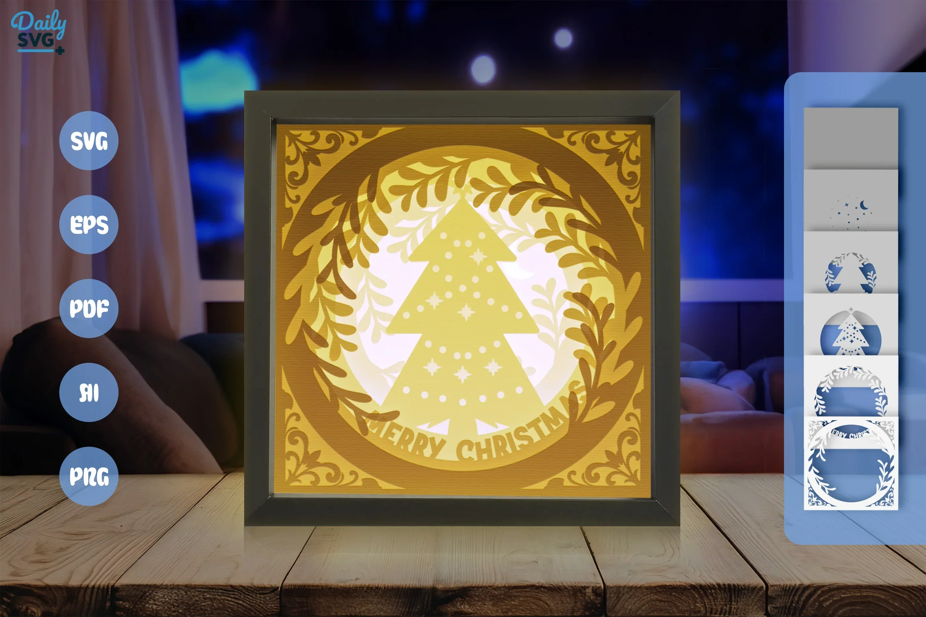 Christmas Tree White Papercut Shadow Box SVG Bundle - Image 3