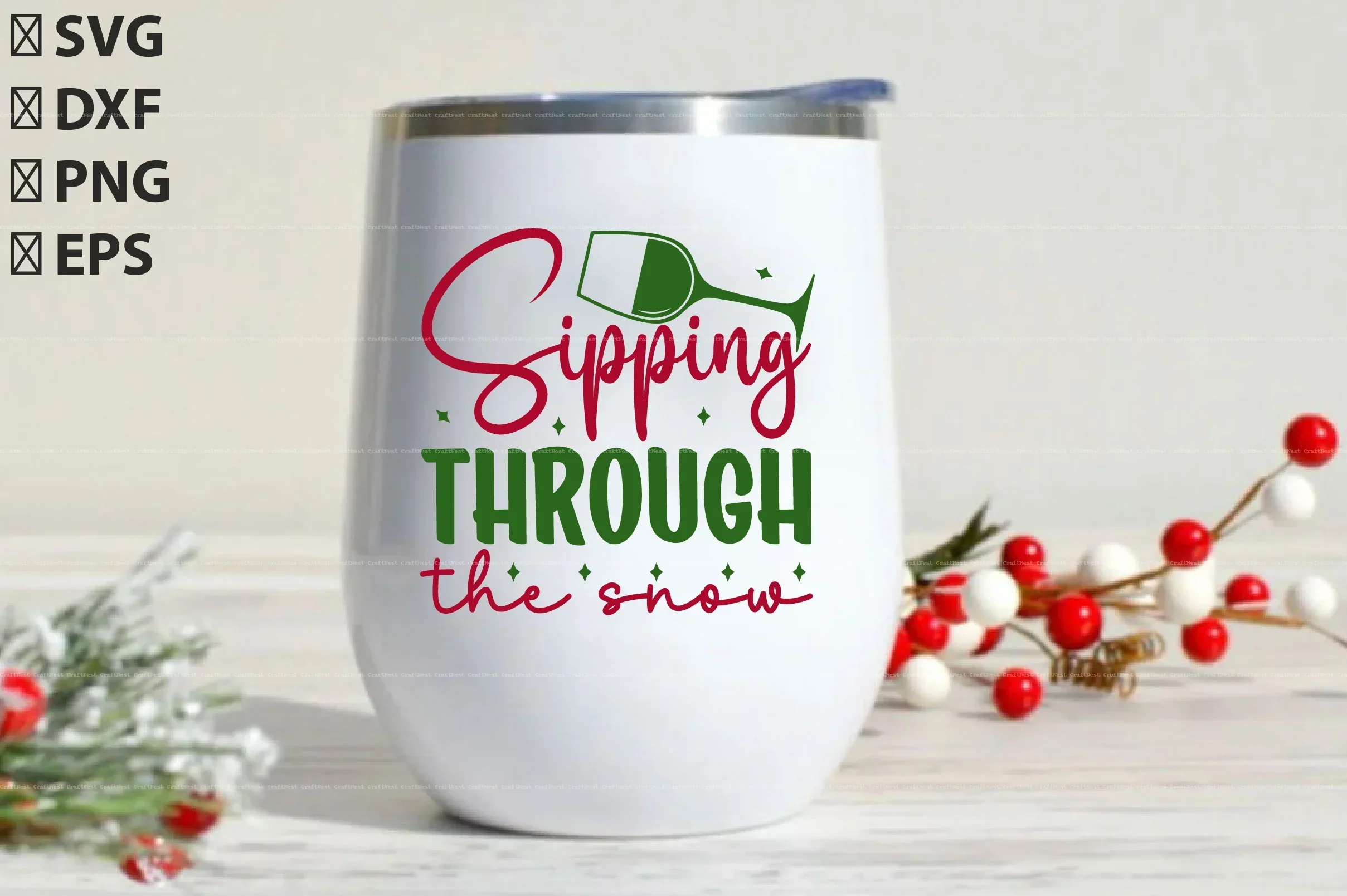Christmas Wine Glass SVG Bundle - Image 14
