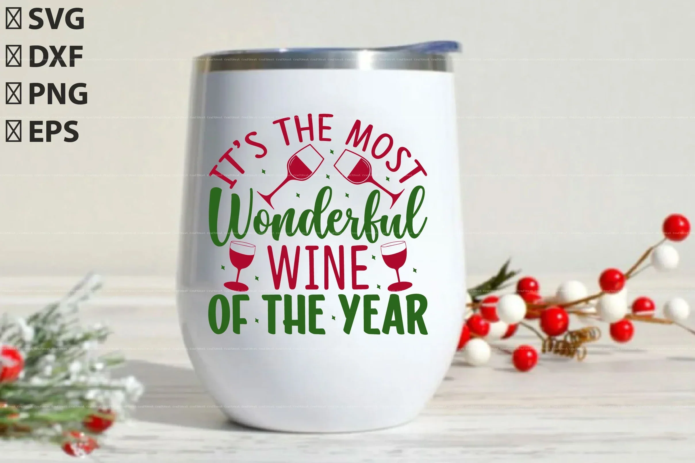Christmas Wine Glass SVG Bundle - Image 4