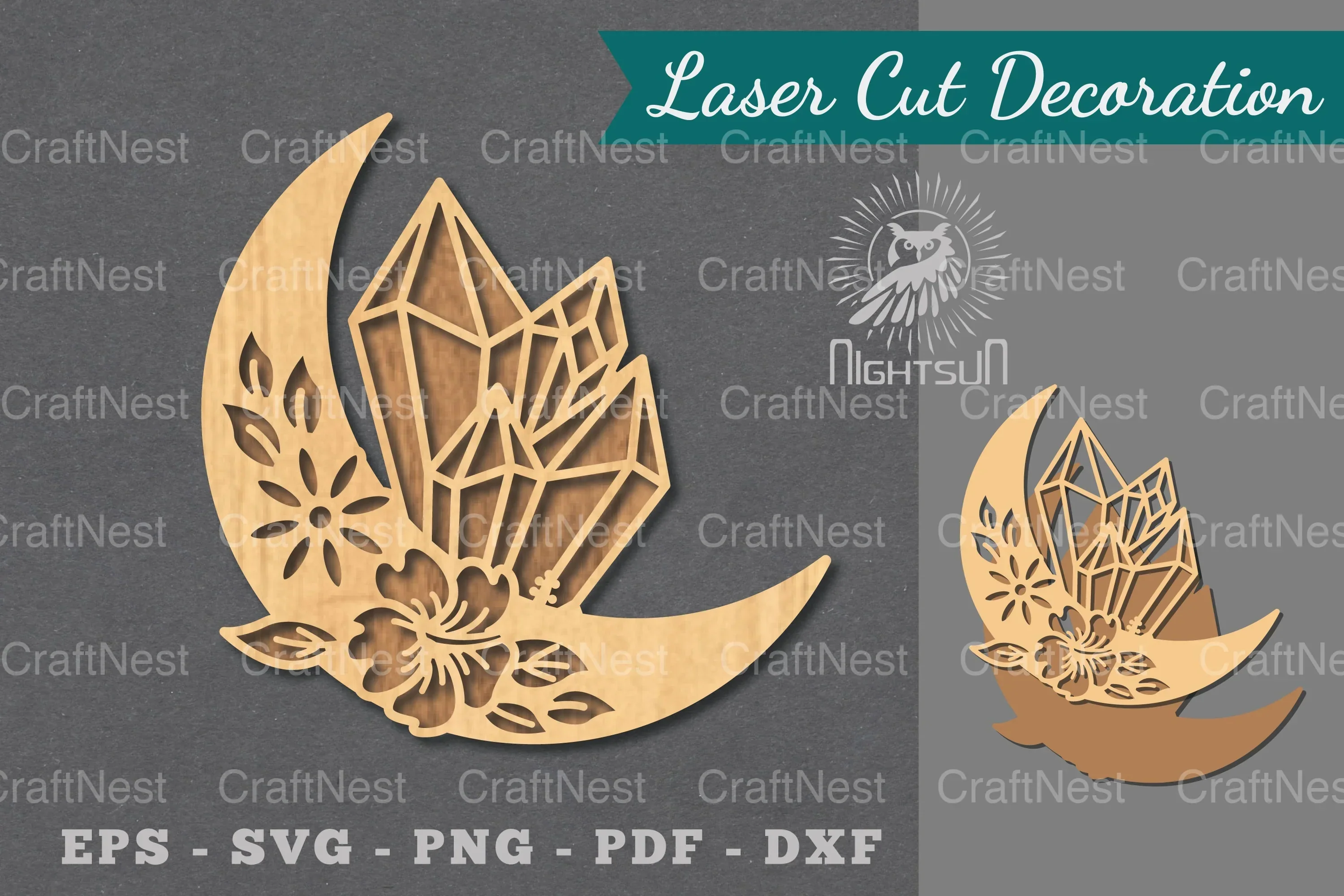 Chrystal Moon Laser Cut Decoration Clipart Bundle