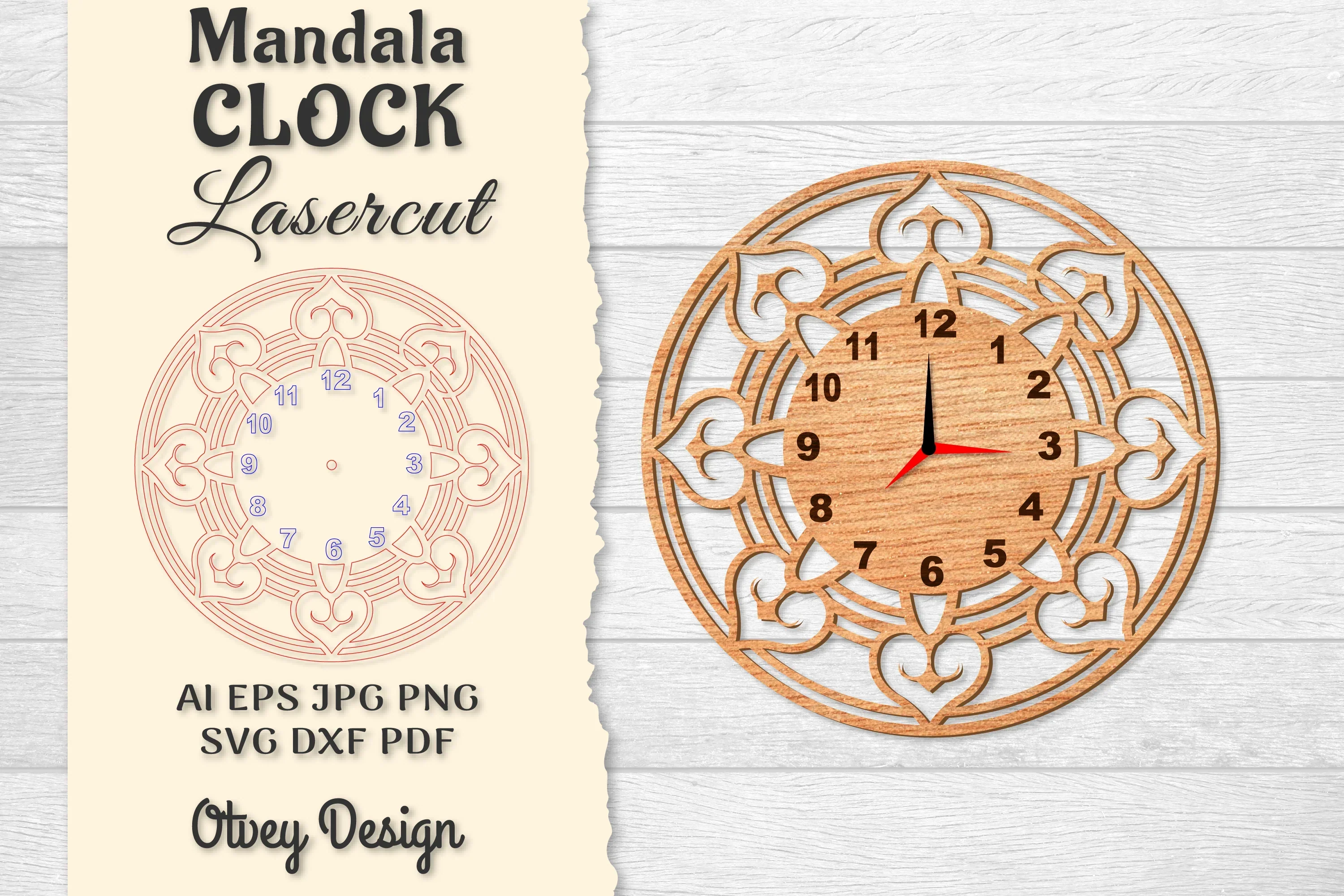 Clock Mandala Lasercut SVG Bundle