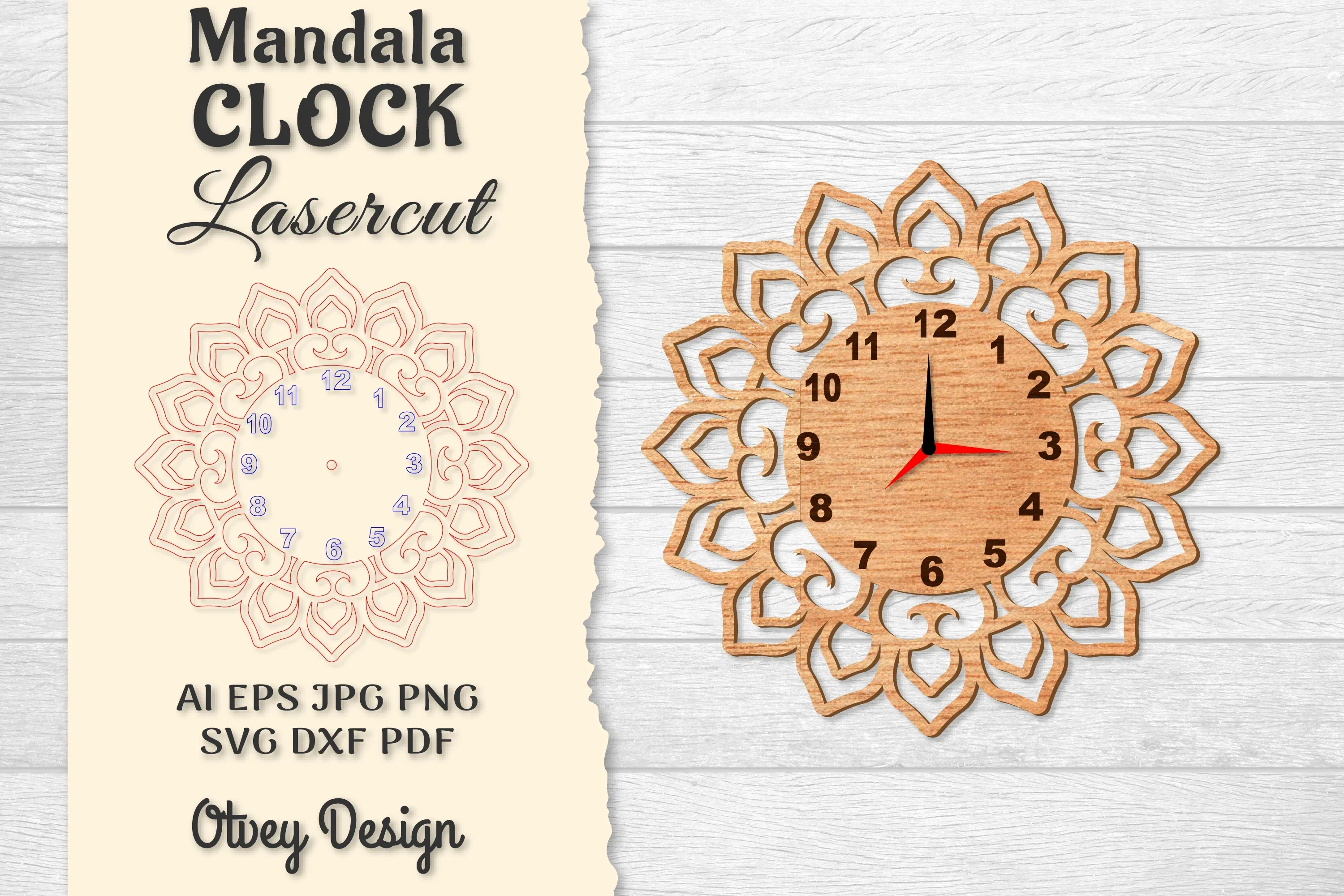 Clock Mandala Lasercut SVG Bundle