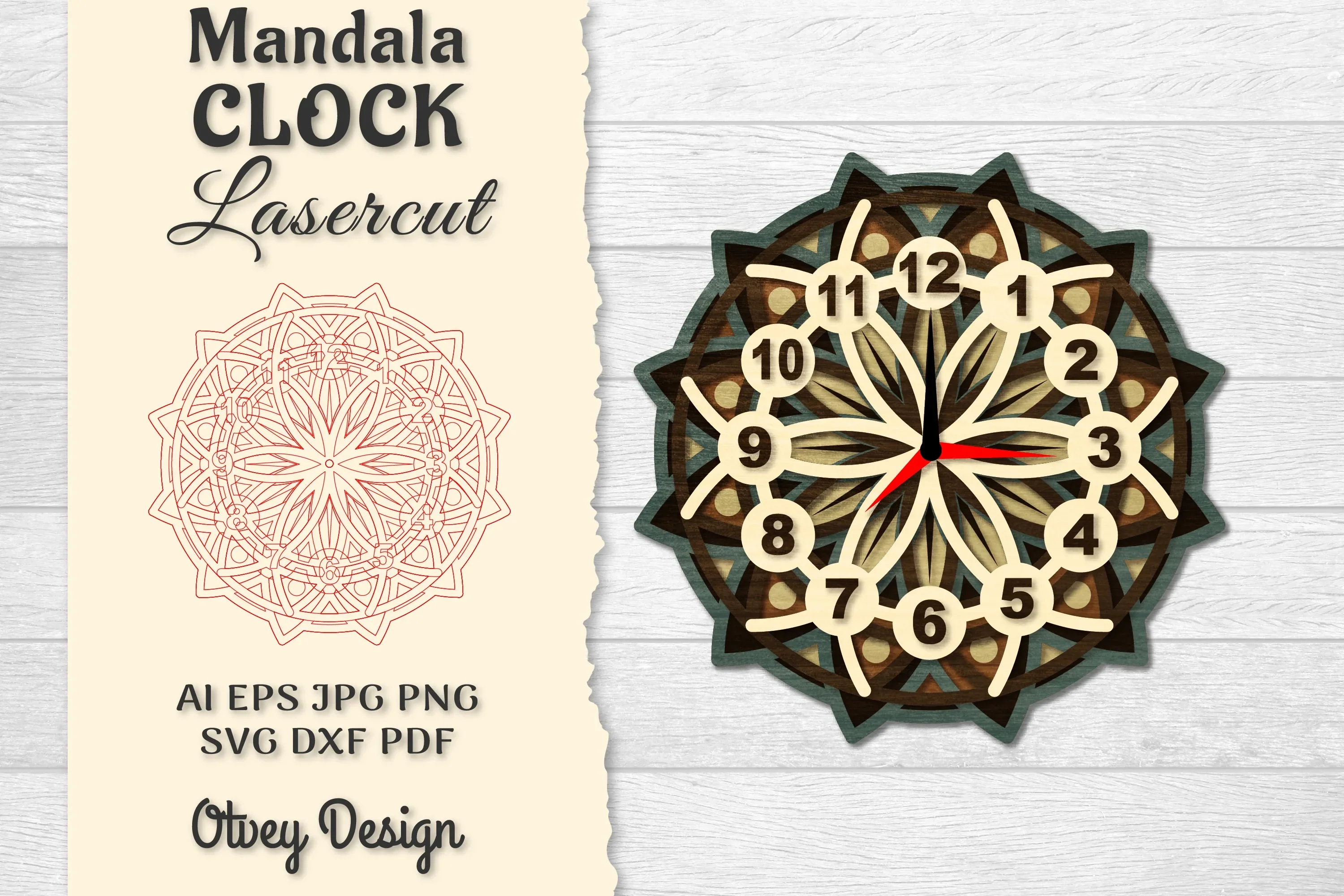 Clock Mandala Lasercut SVG Bundle