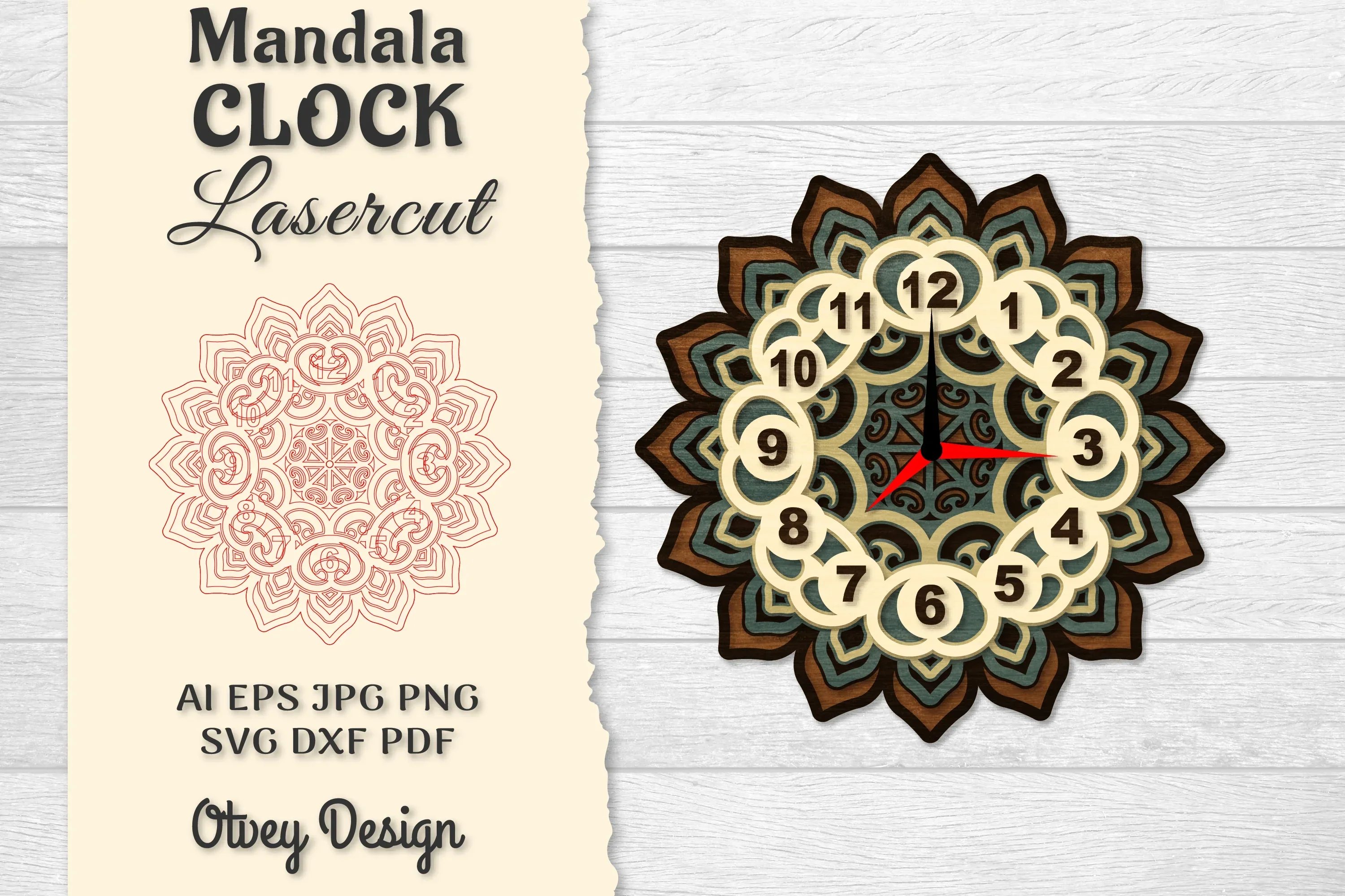 Clock Mandala Lasercut SVG Bundle