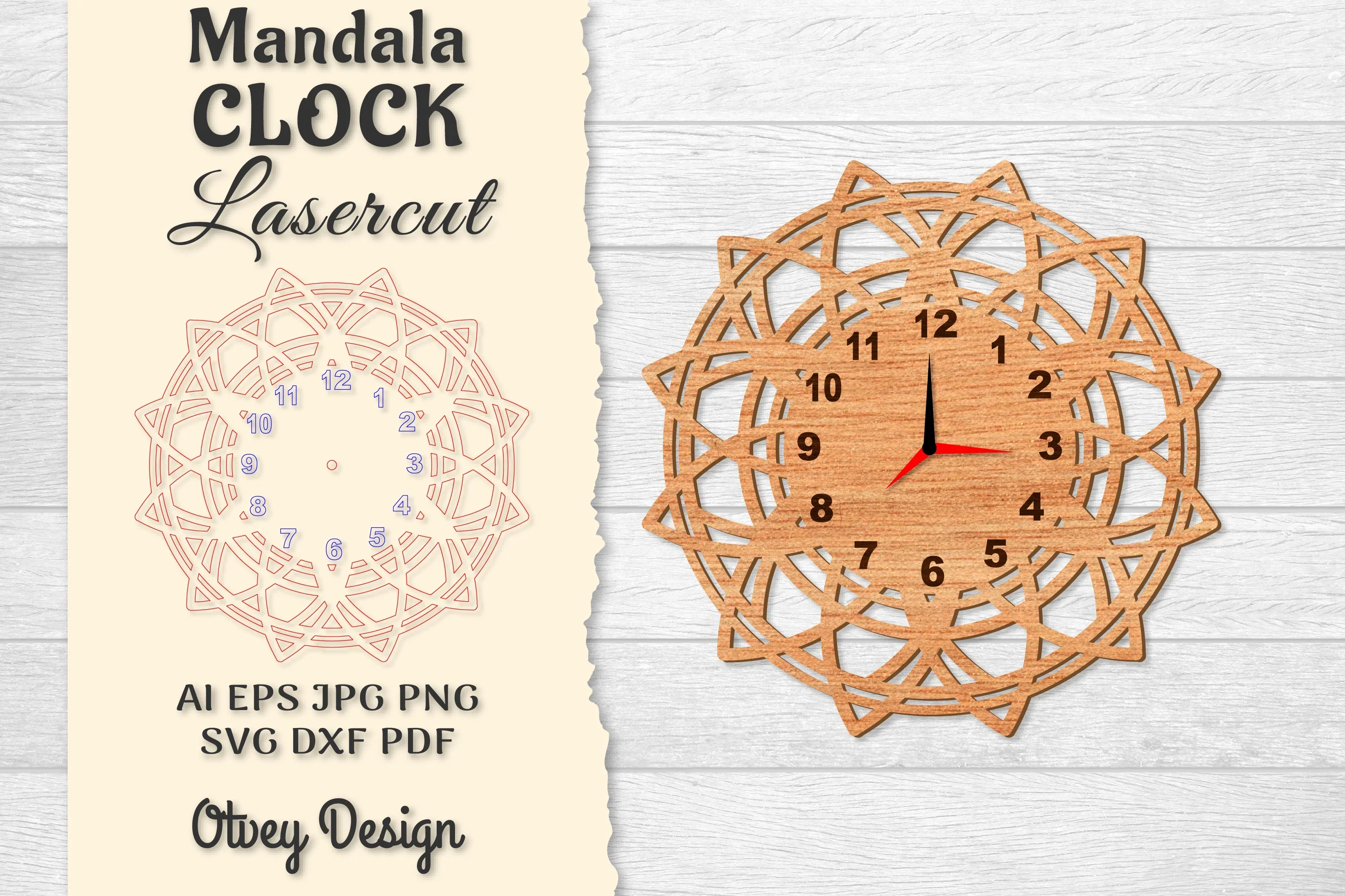 Clock Mandala Lasercut SVG Bundle