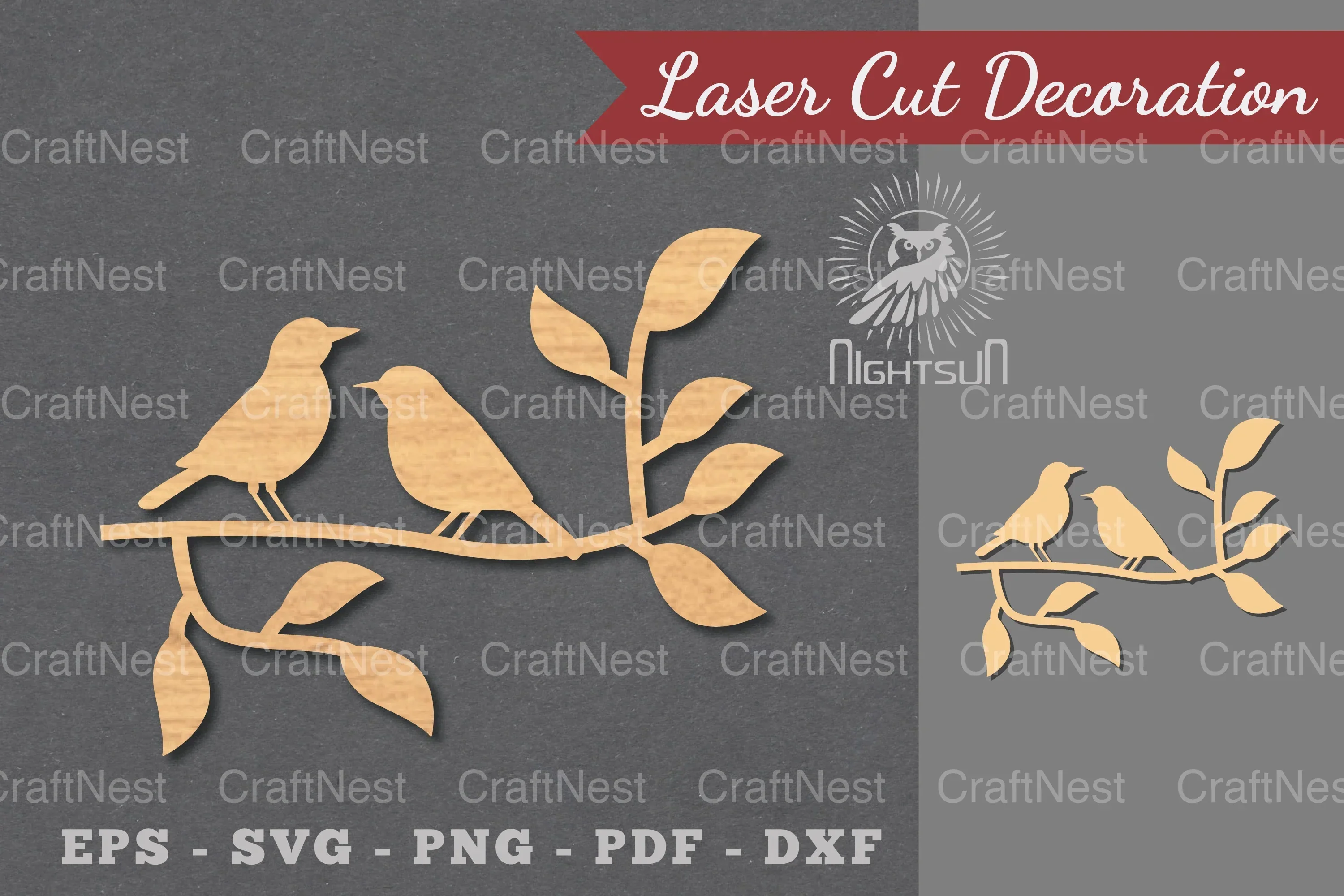 Couple Bird Laser Cut Decoration Clipart Bundle