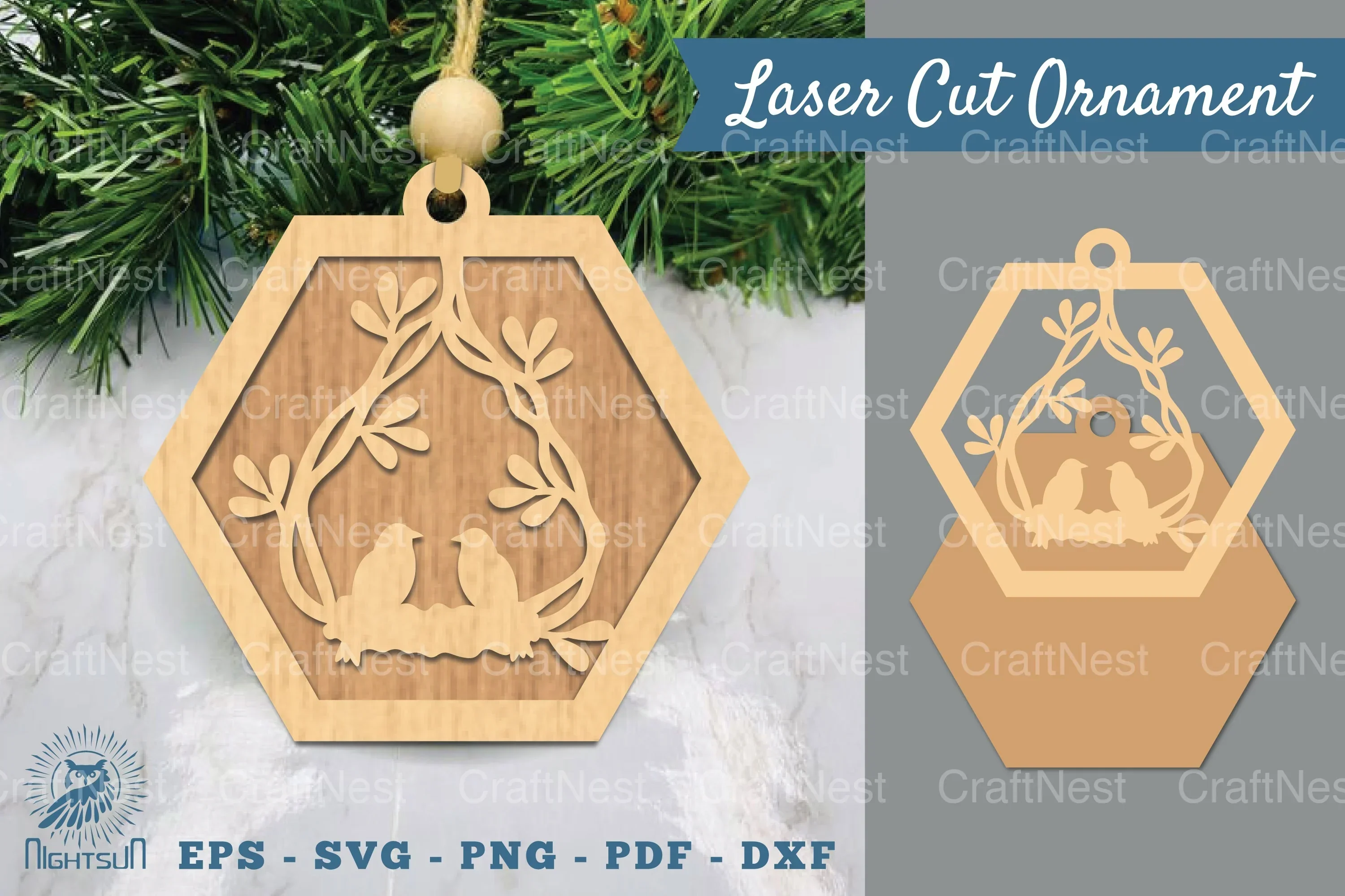 Couple Birds Laser Cut Ornament Clipart Bundle