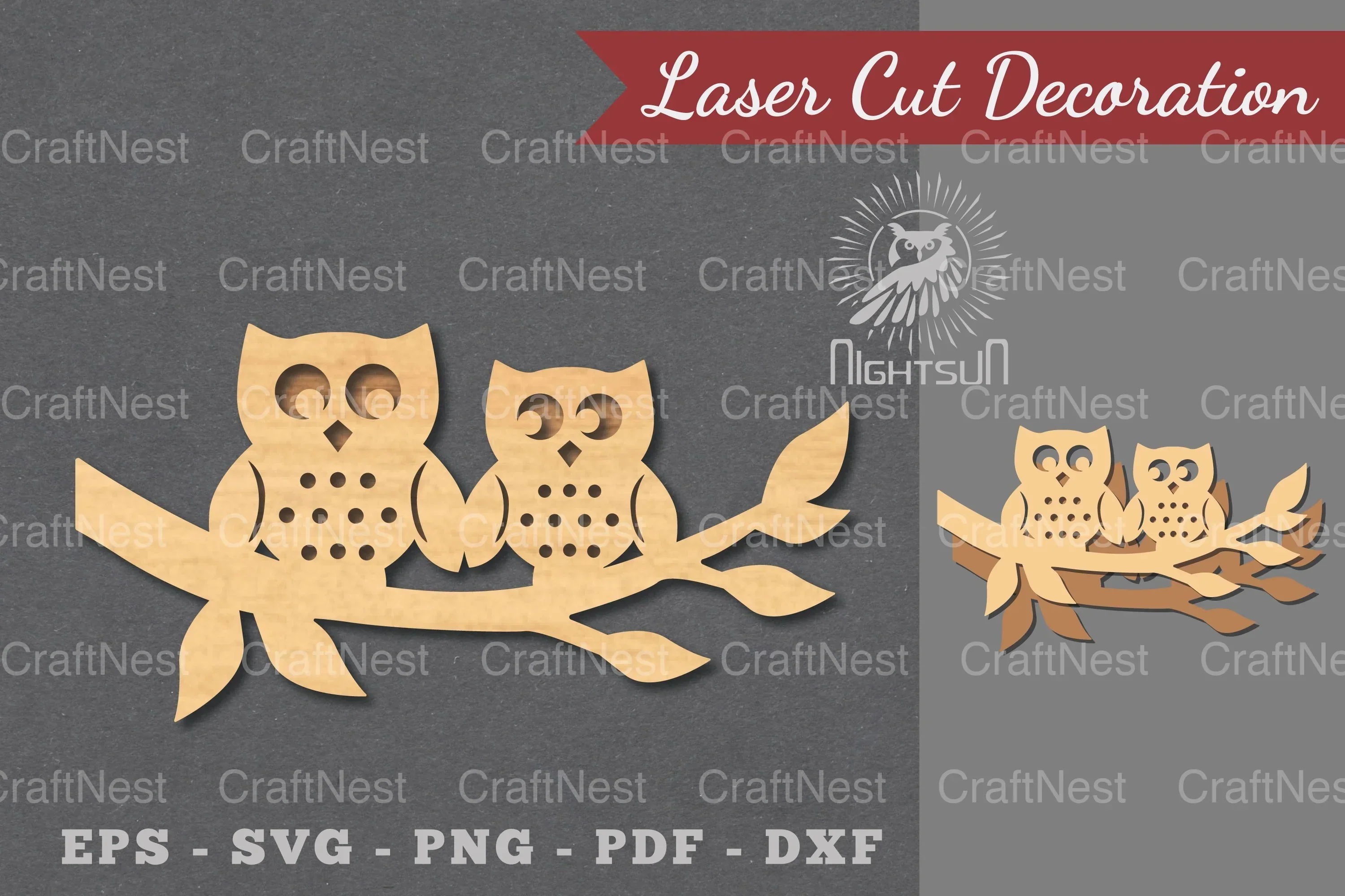 Couple Owl Laser Cut Decoration Clipart Bundle