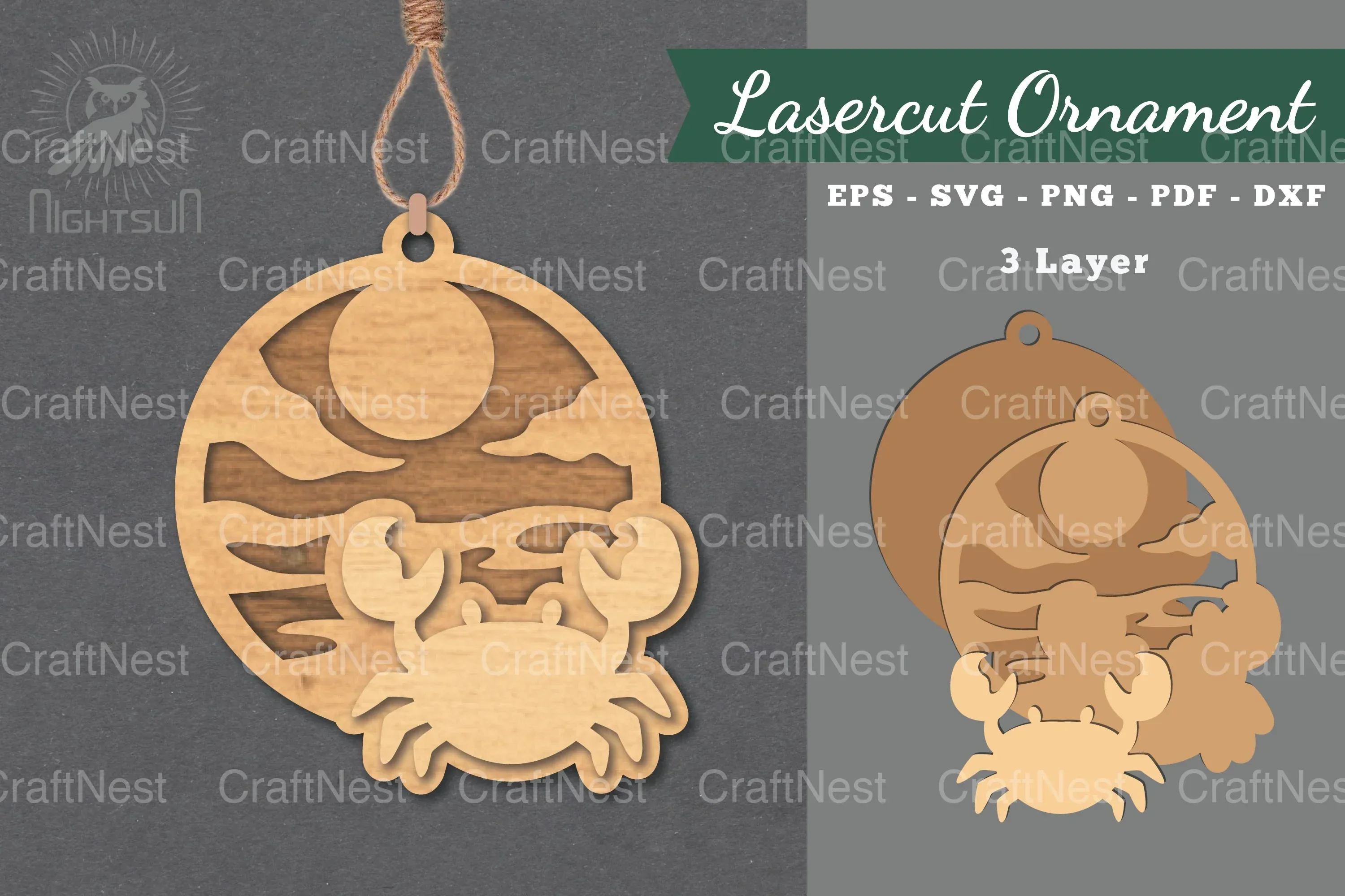 Crab Laser Cut Ornament Clipart Bundle