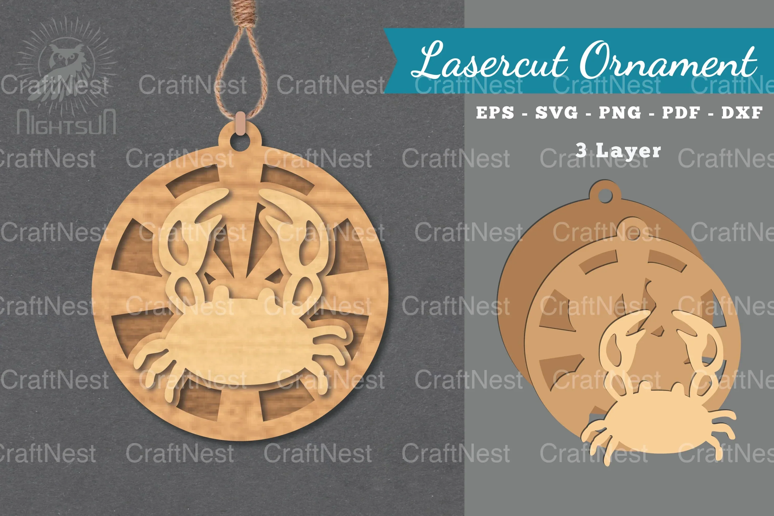 Crab Laser Cut Ornament Clipart Bundle
