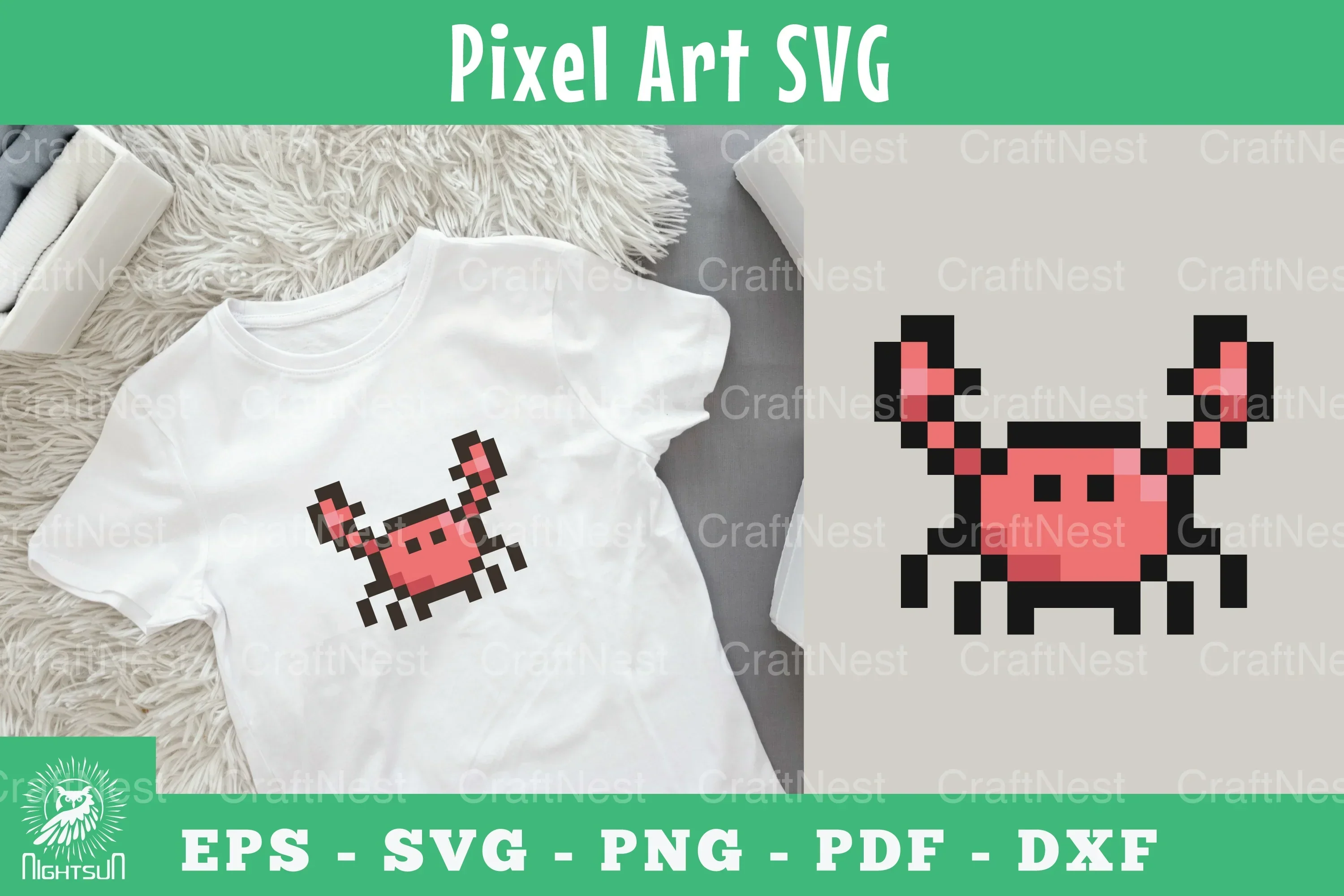 Crab Pixel Art Clipart Bundle