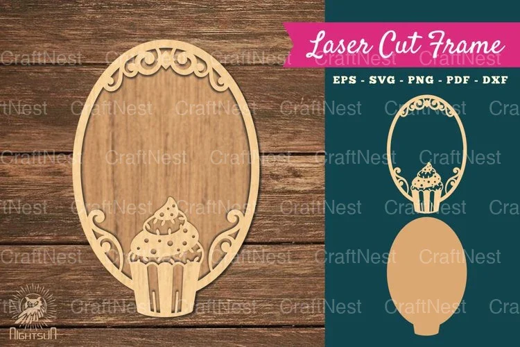 Cupcake Laser Cut Frame SVG Bundle