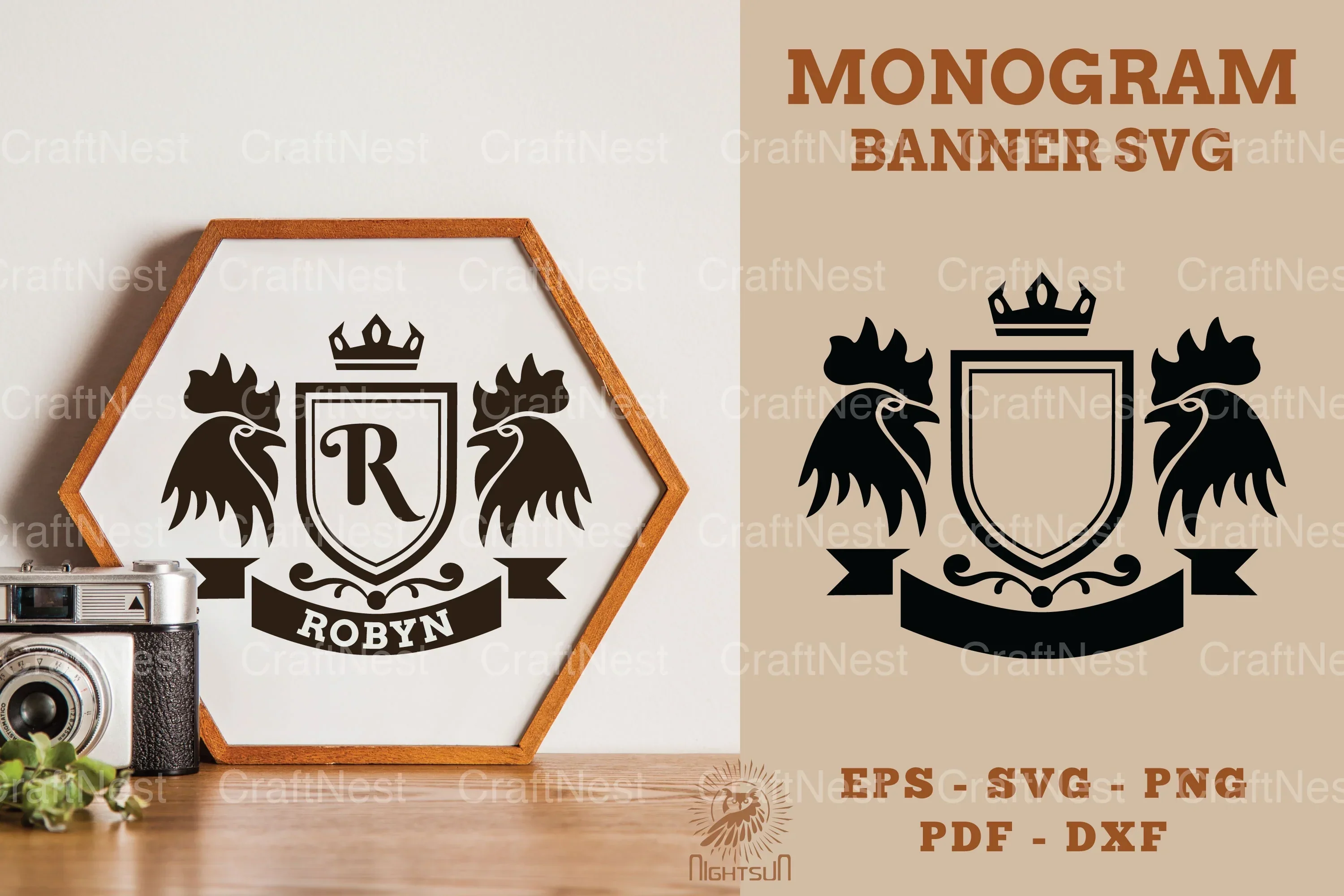 Custom Roster Monogram Banner Clipart Bundle
