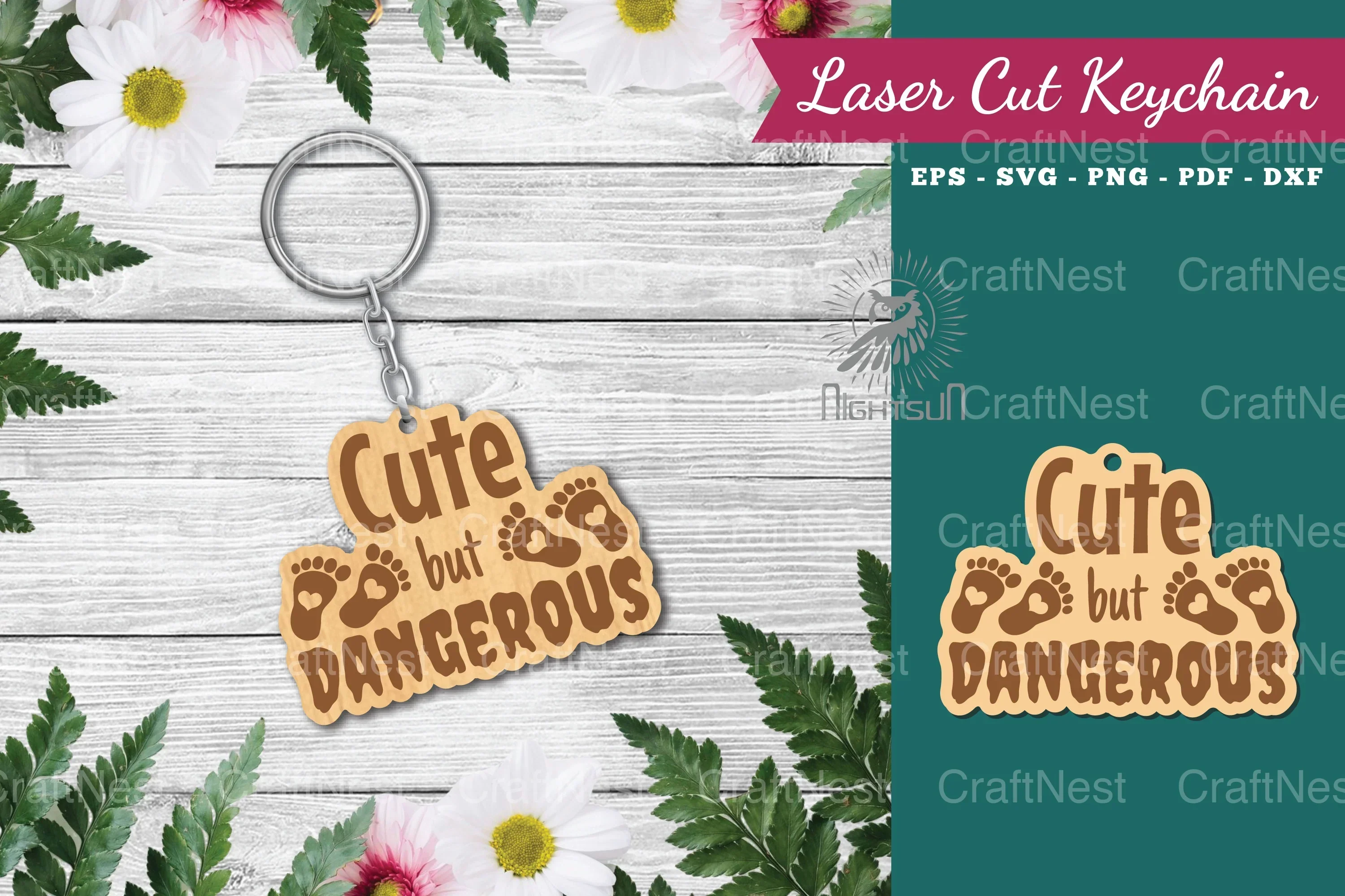 Cute But Dangerous Laser Cut Keychain Design Bundle