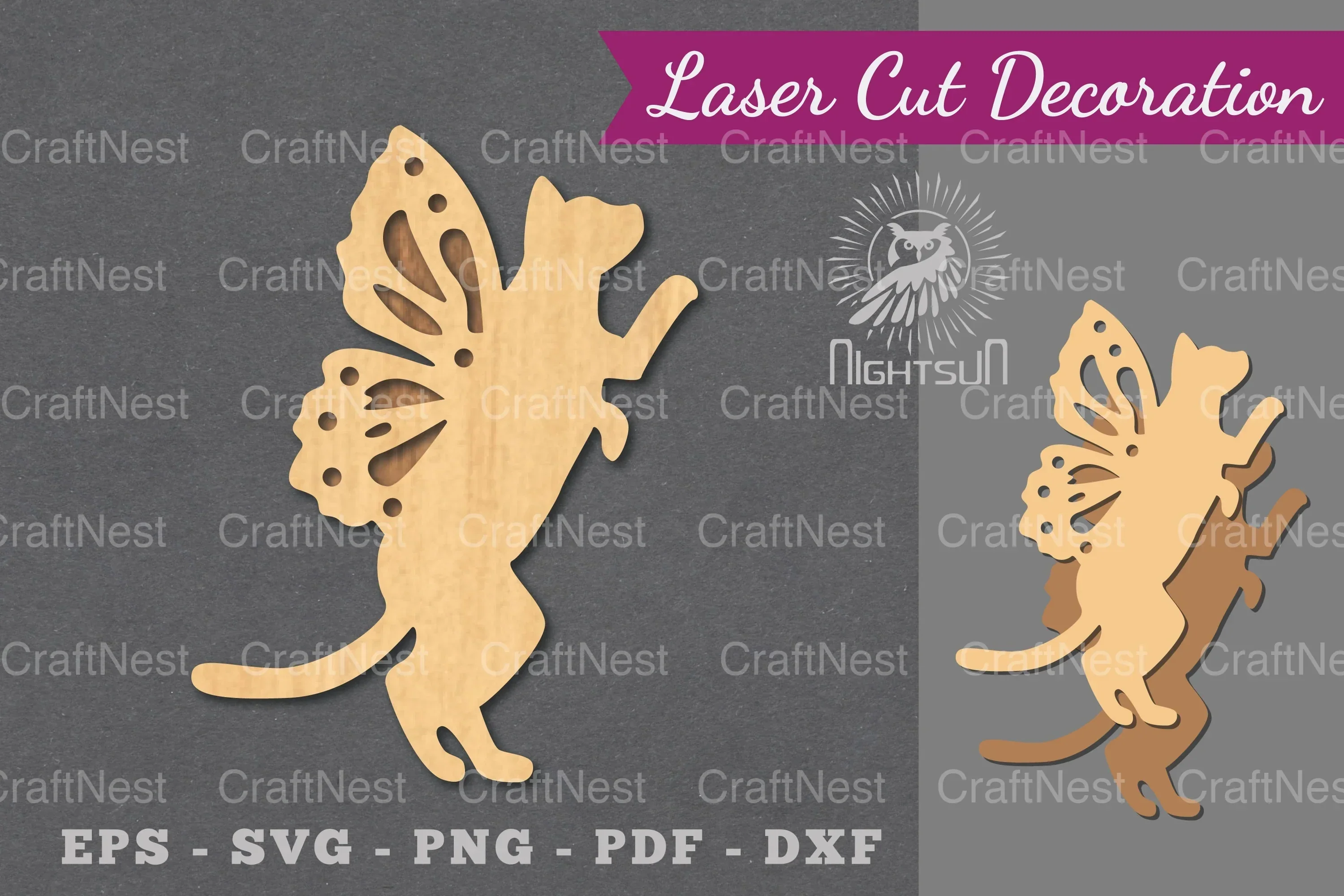 Cute Cat Laser Cut Decoration Clipart Bundle