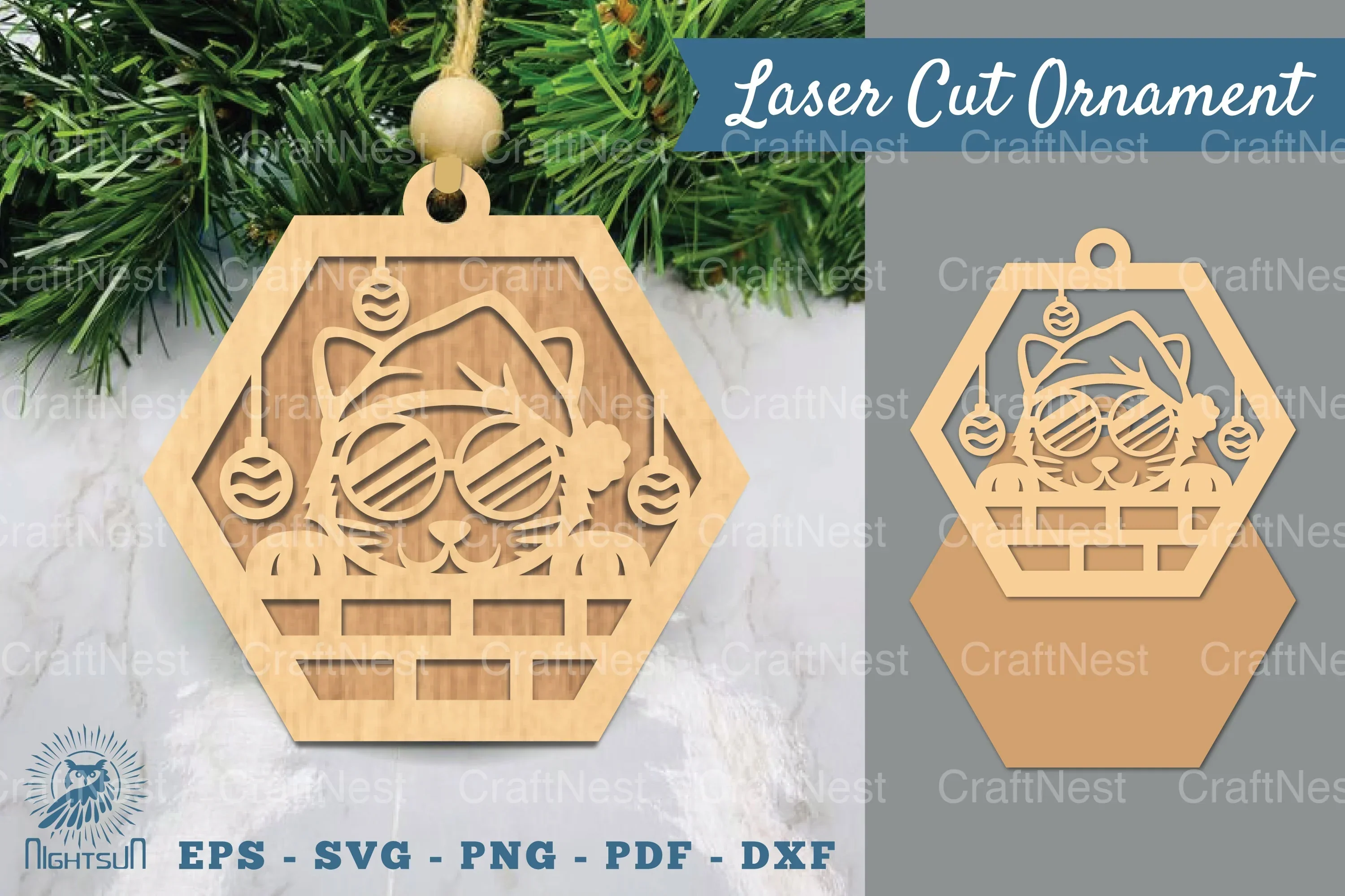 Cute Cat Laser Cut Ornament Clipart Bundle