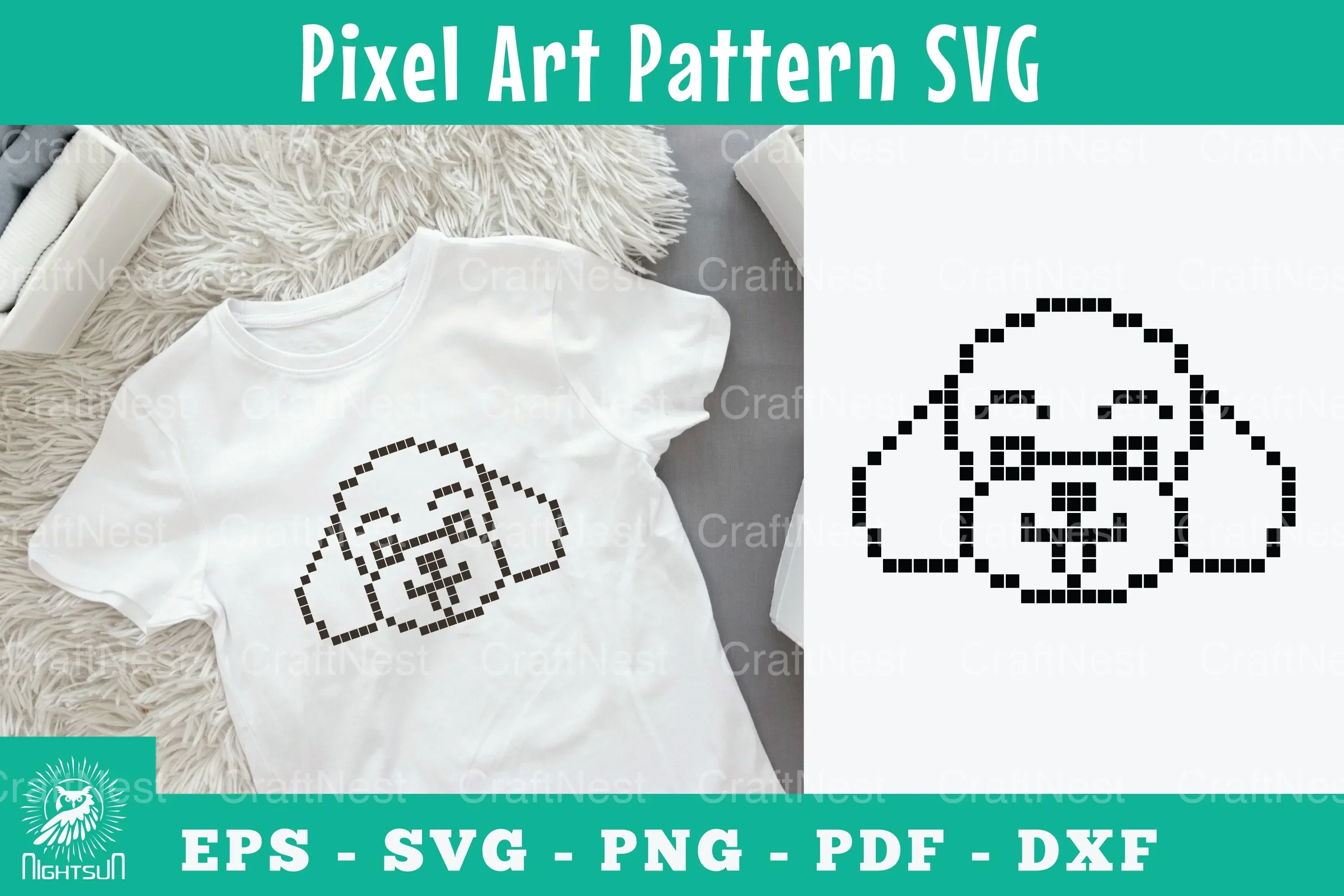 Cute Dog Pixel Art Pattern Clipart Bundle
