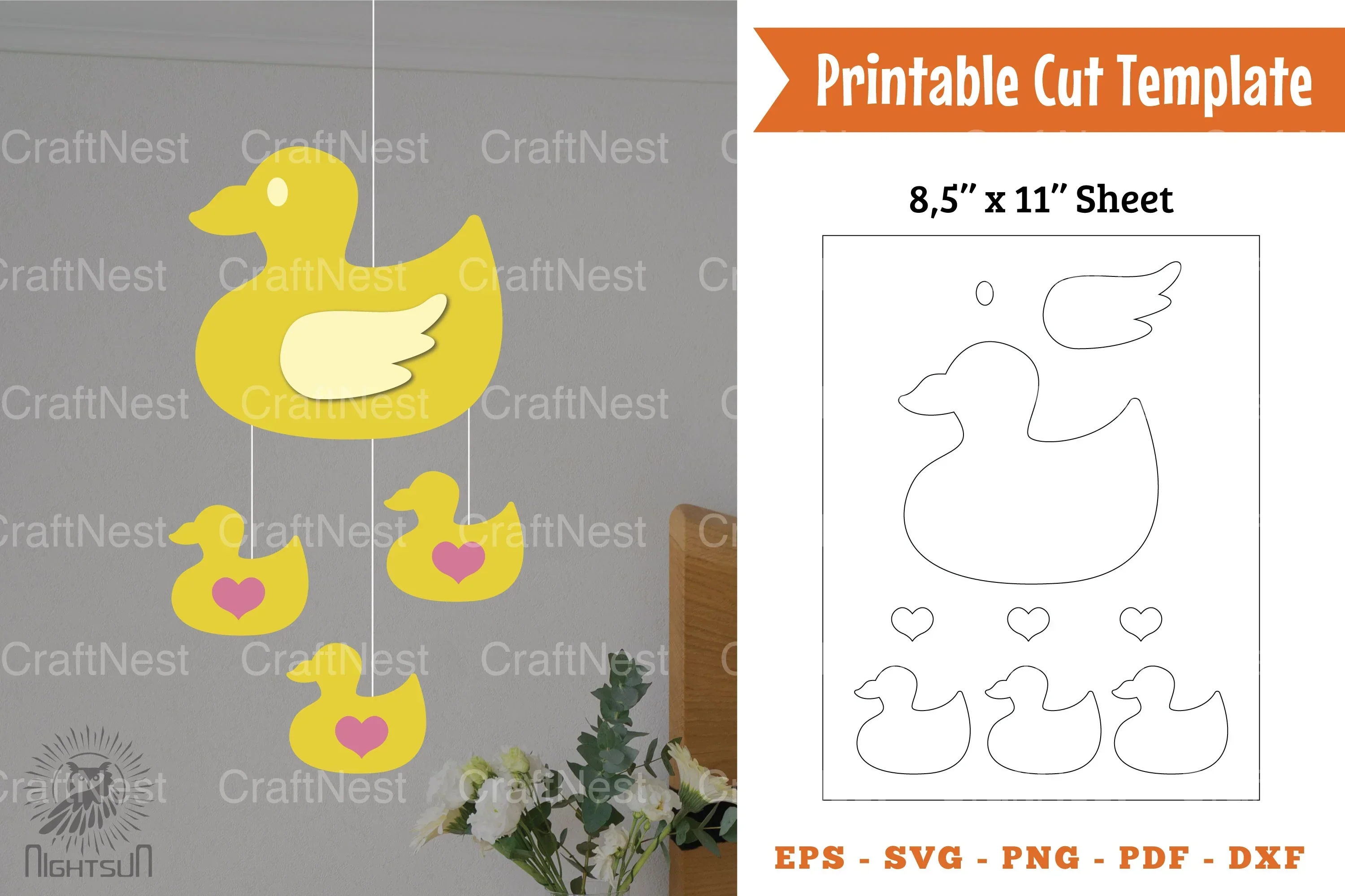 Cute Duck Papercut Template Clipart Bundle