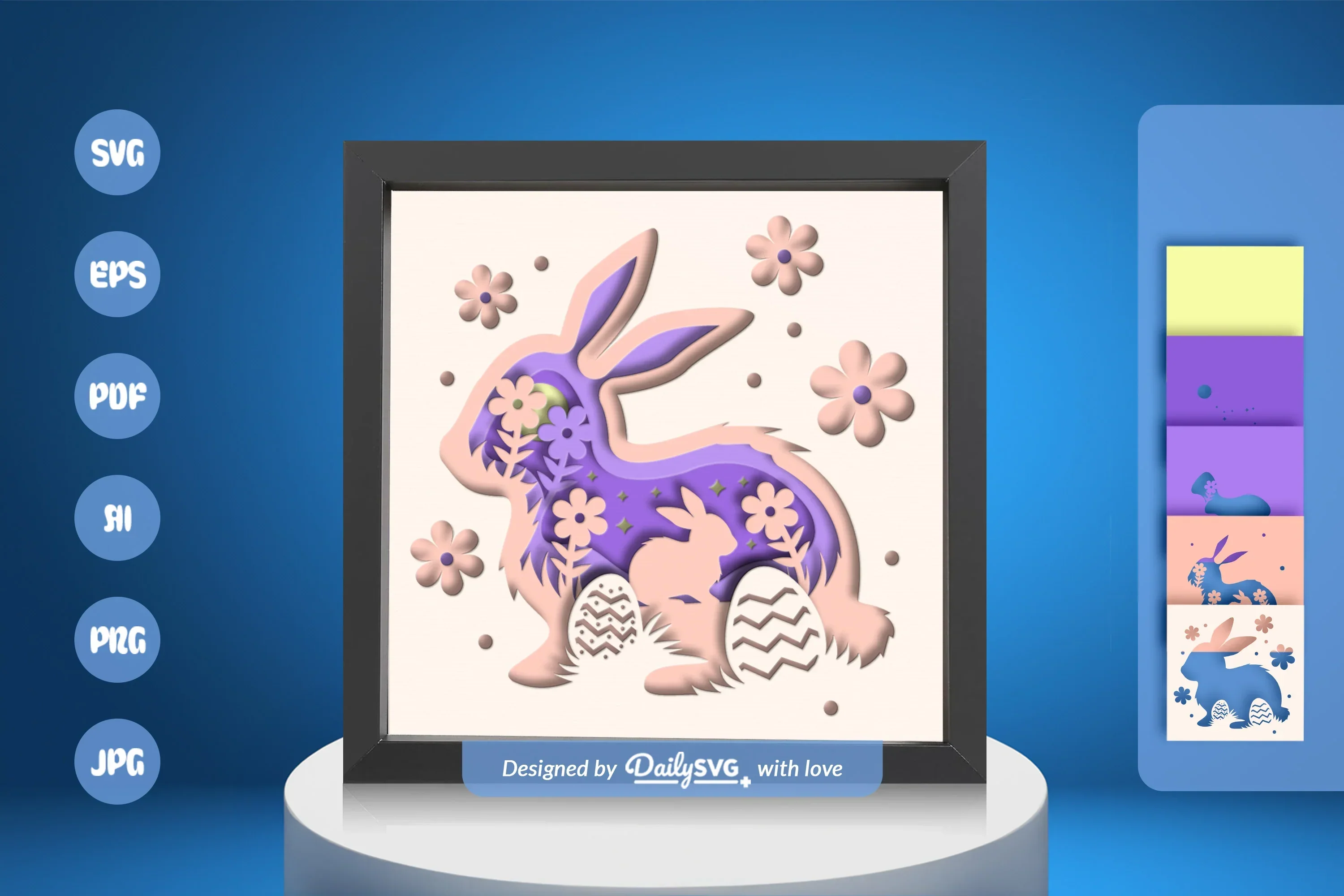 Cute Easter Bunny Papercut SVG Bundle for Easter Eggs