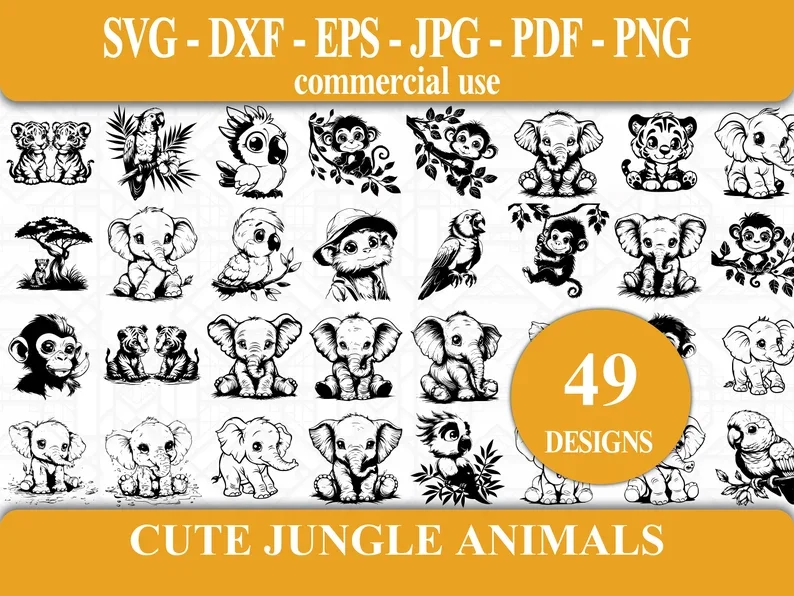 Cute Jungle Animals SVG Bundle