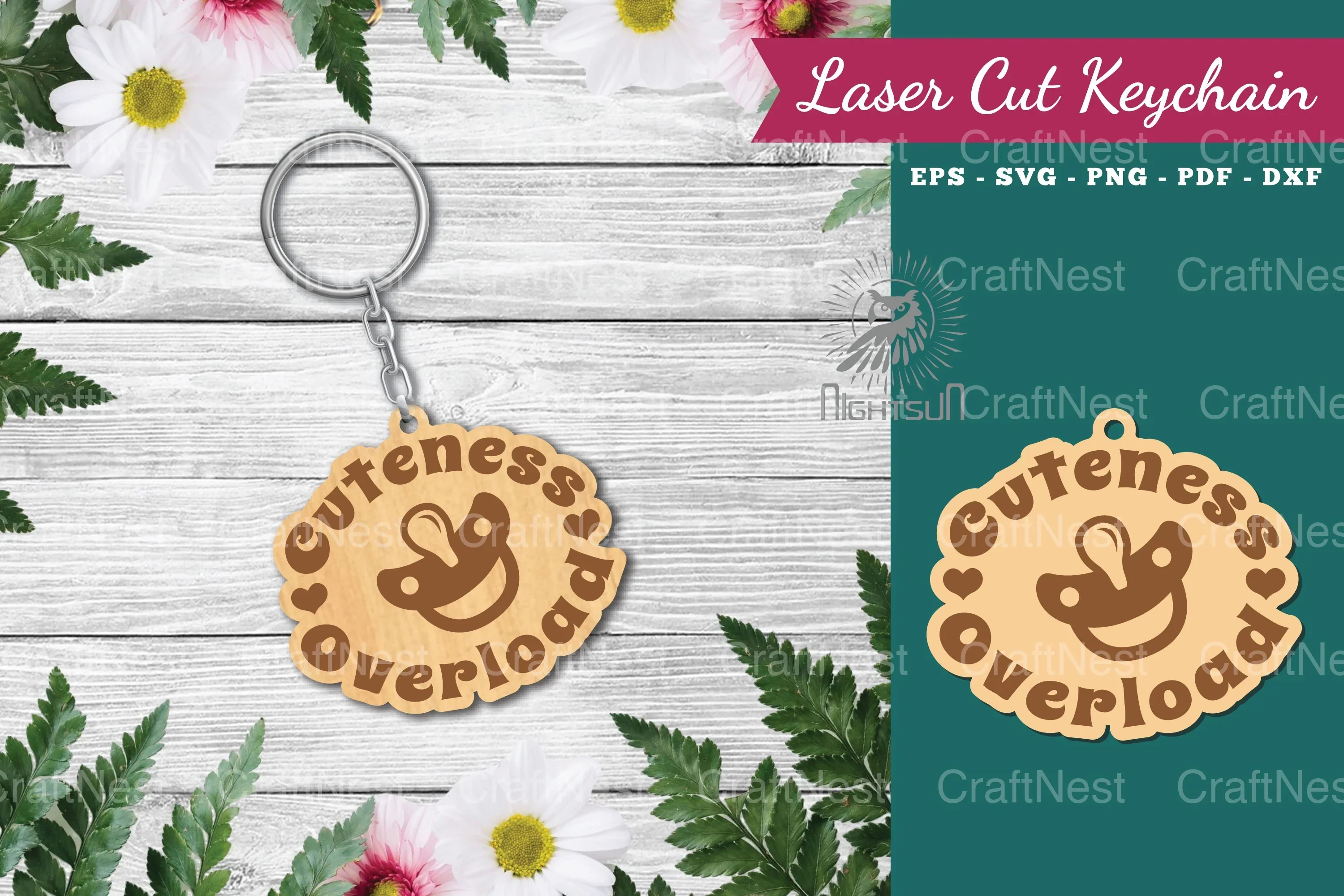 Cuteness Overload Laser Cut Keychain Design Bundle