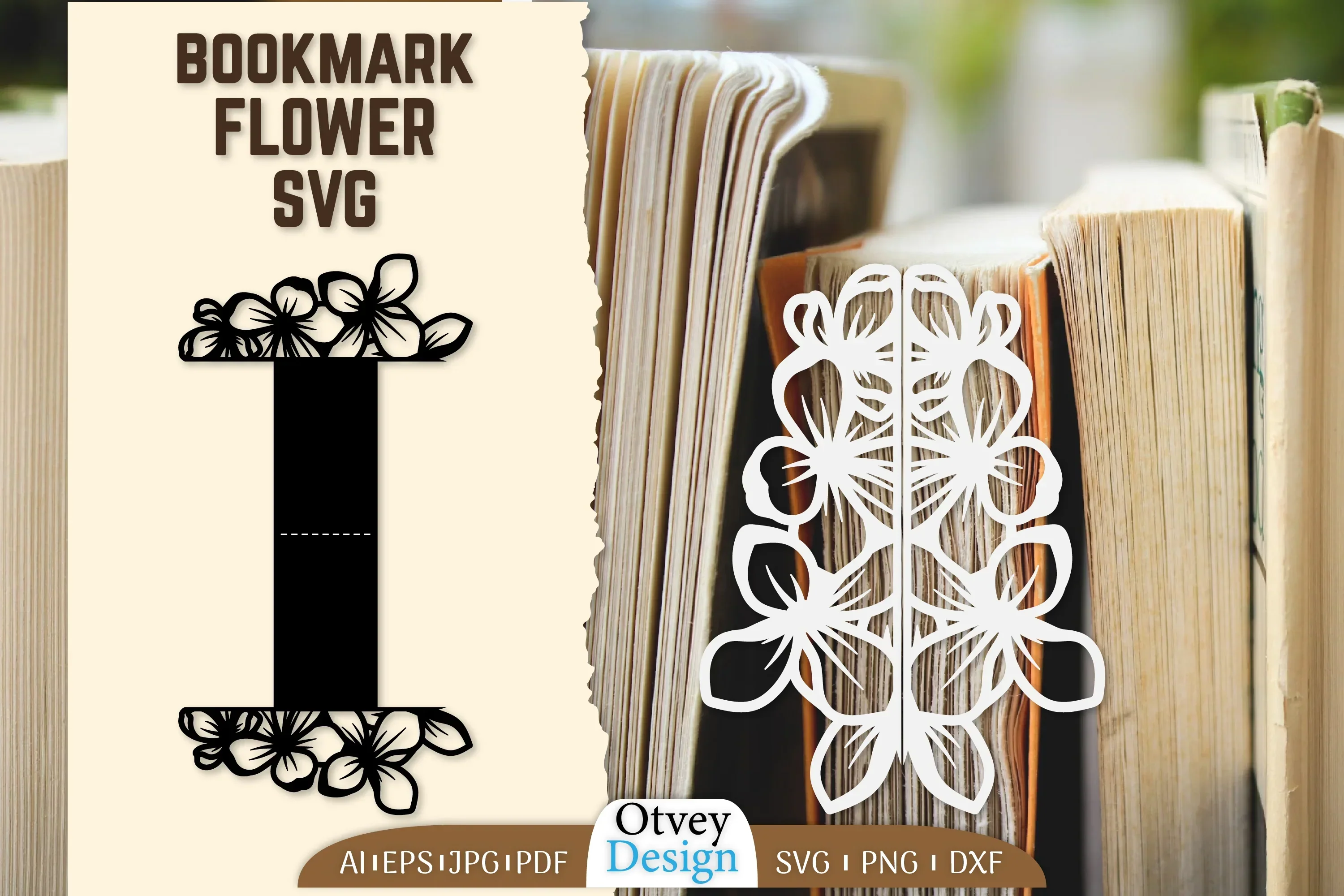 Cutout Flower Bookmark SVG Bundle