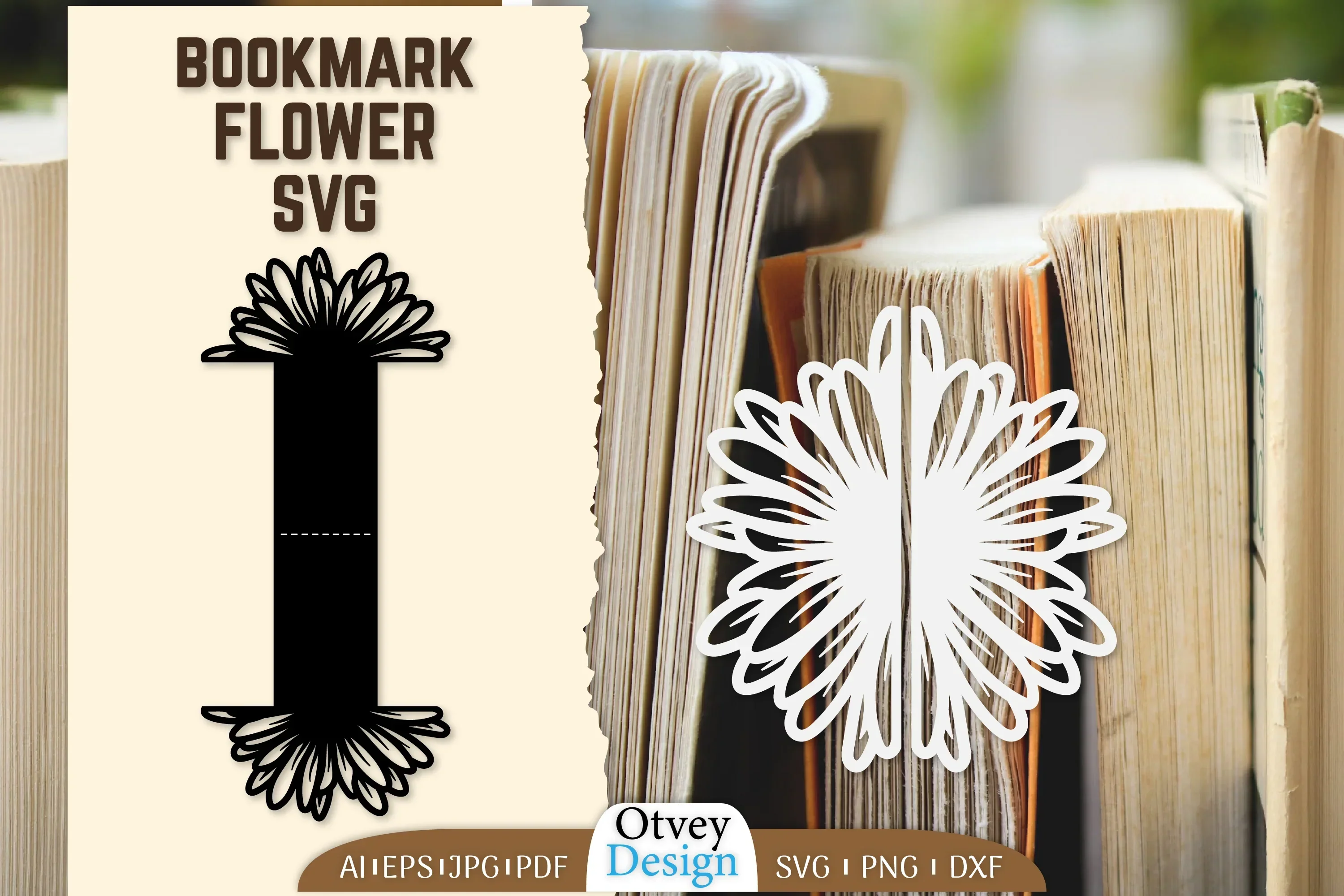 Cutout Flower Bookmark SVG Bundle